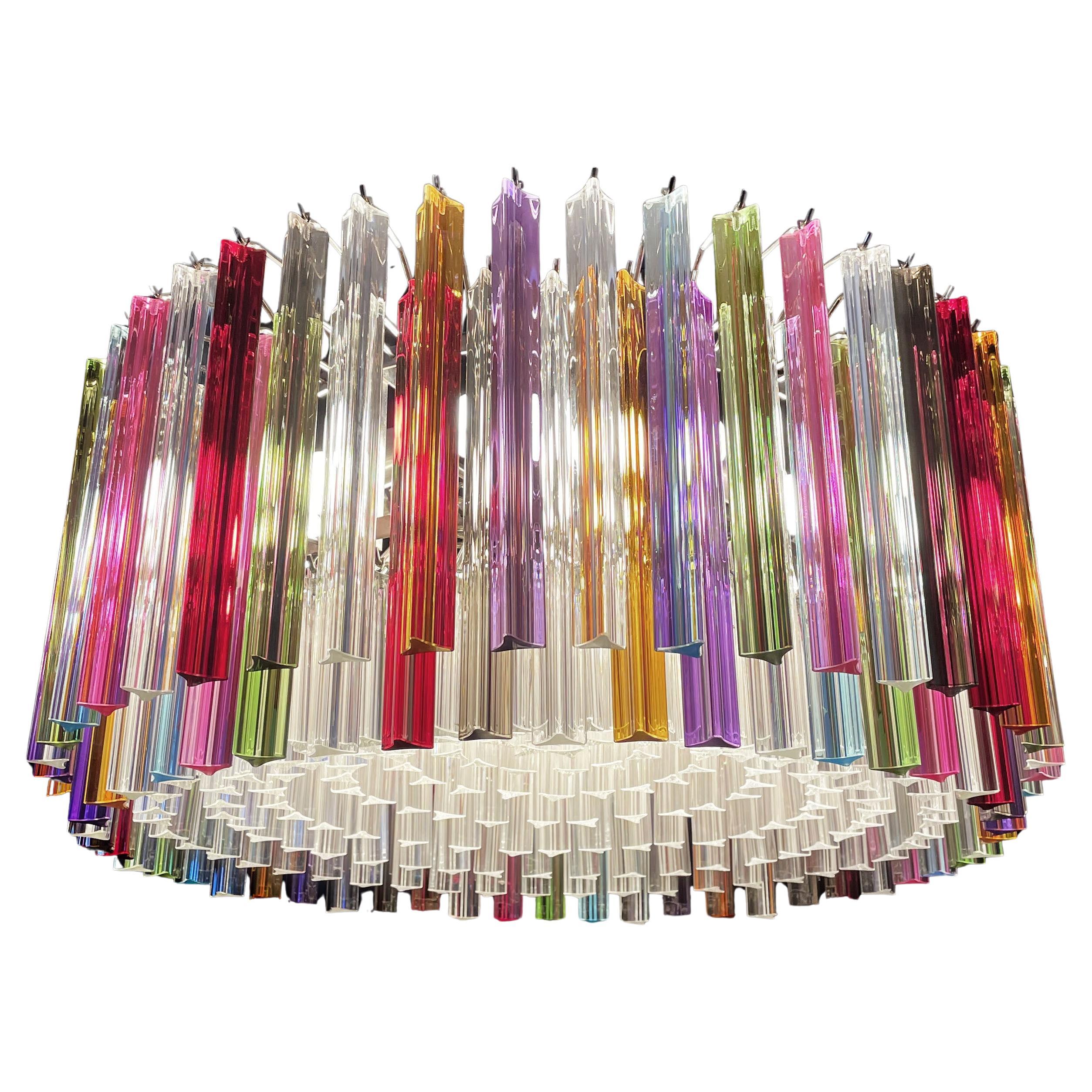 Spectacular Triedri Murano Glass Chandelier - 265 Multicolored and Clear Prism