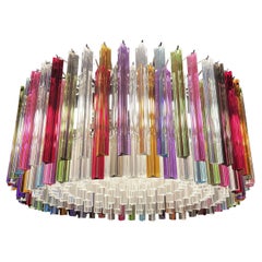 Spectacular Triedri Murano Glass Chandelier - 265 Multicolored and Clear Prism