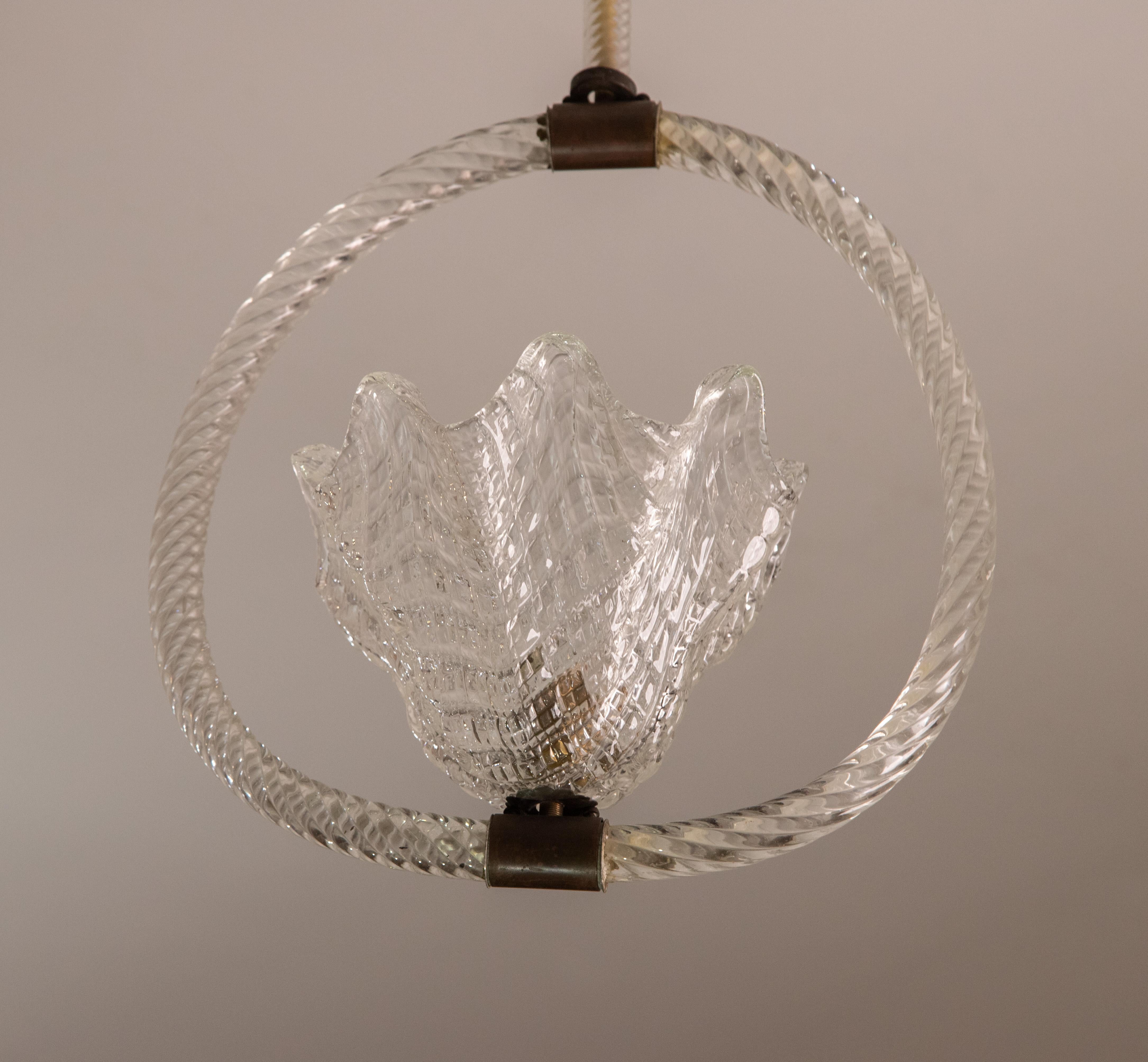 Spectacular Tris Barovier and Toso Pendant, Murano Glass, 1950s 10