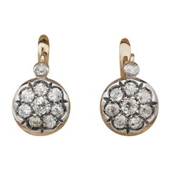 Spectacular Victorian 1.80 Carat Old Mine Cut Diamond Rare Drop Earrings