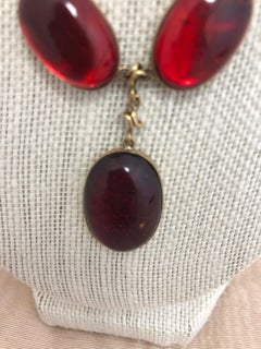 Spectacular Victorian Amber Necklace Set in Gold Purchased At Sac Freres w/box