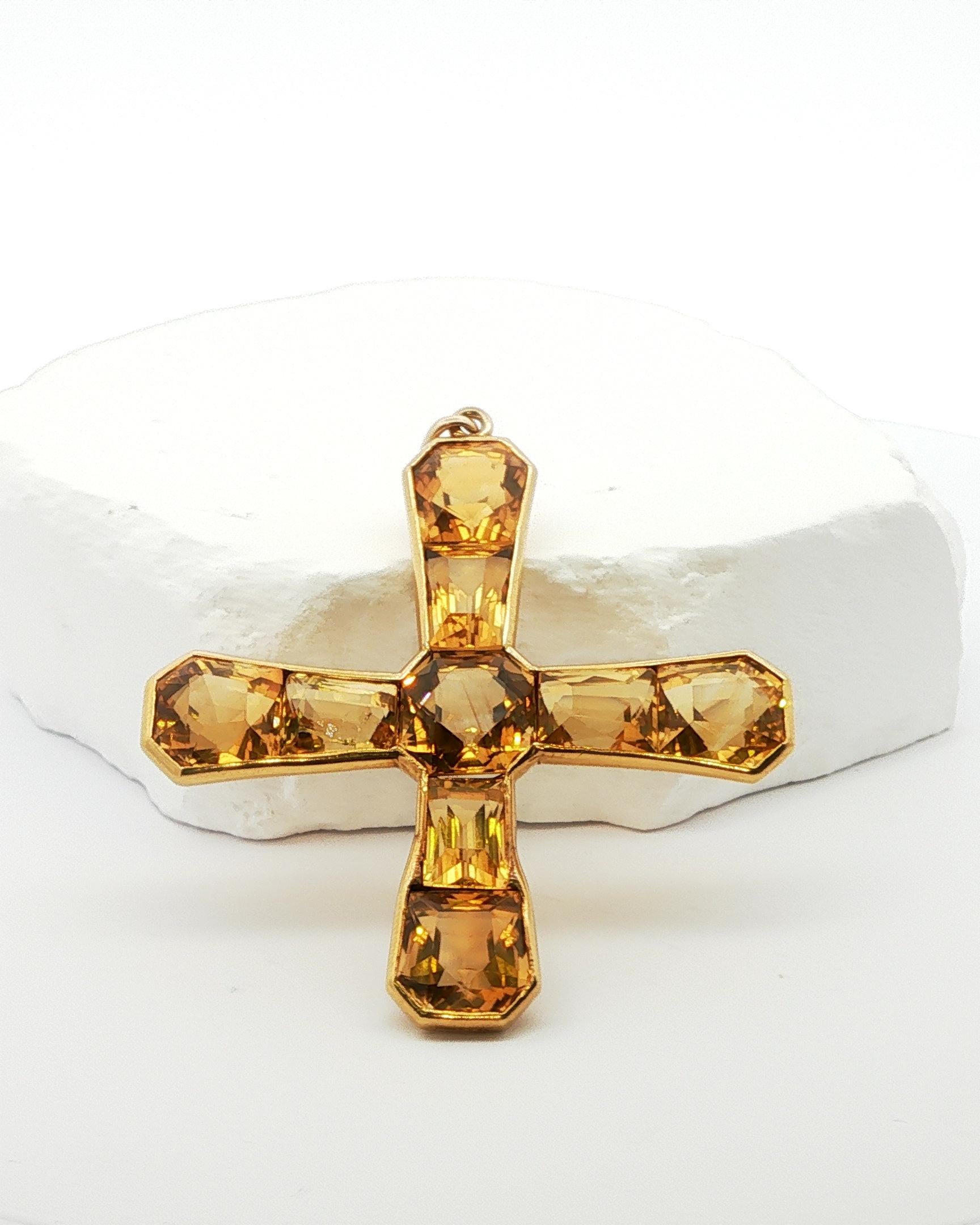 Spectacular Victorian Citrine Cross Bon état - En vente à Cohasset, MA