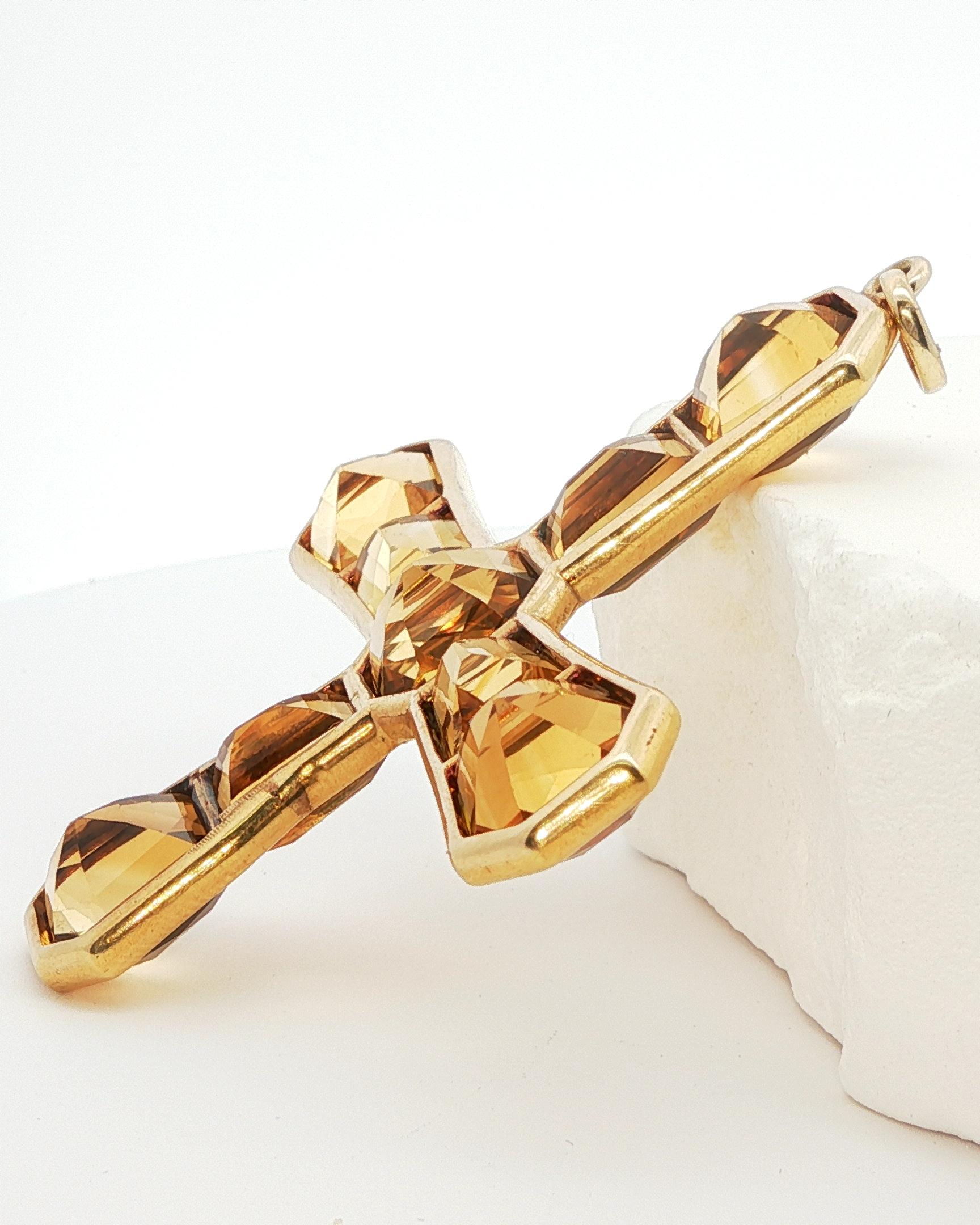 Spectacular Victorian Citrine Cross Unisexe en vente