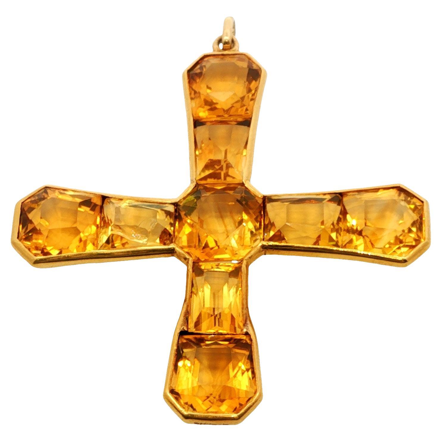 Spectacular Victorian Citrine Cross