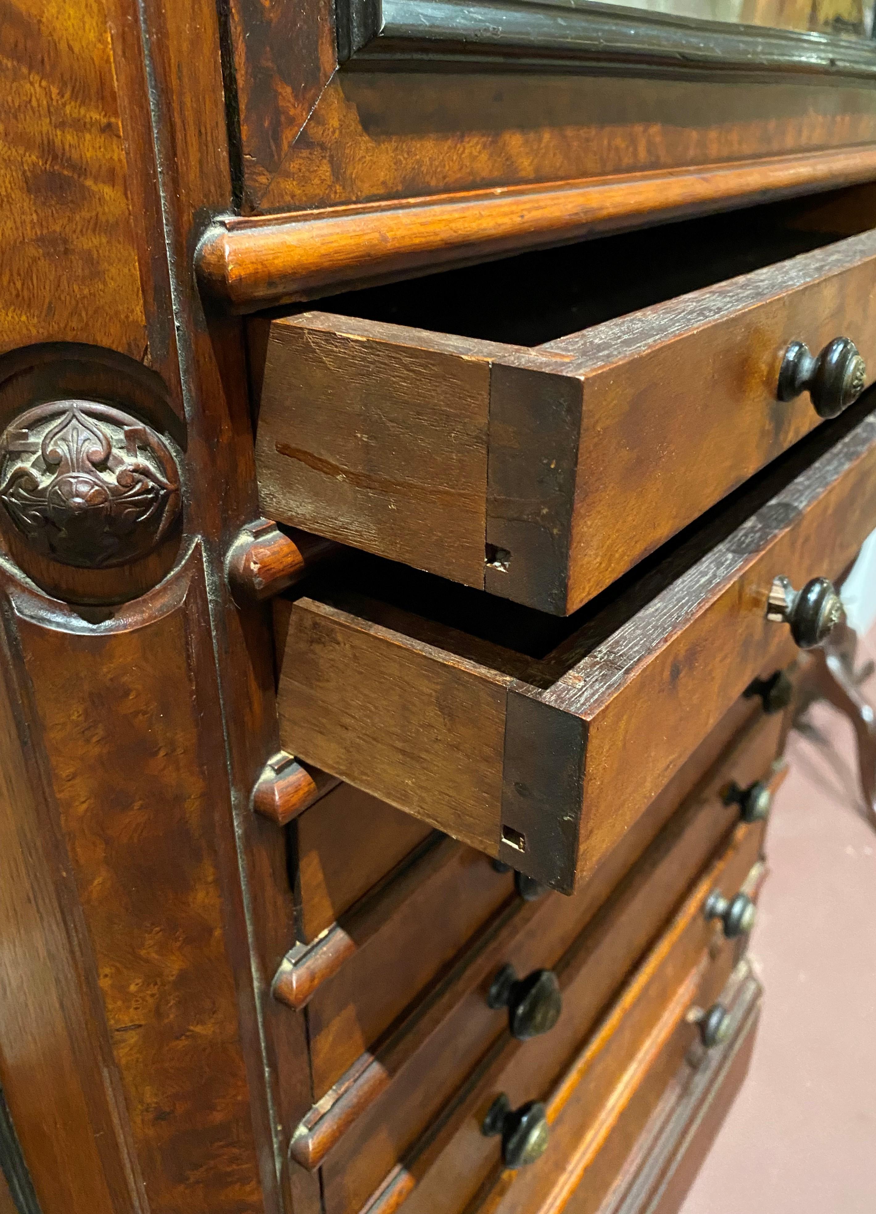 Spectacular Victorian Eastlake Burled Walnut Collectors Cabinet 2