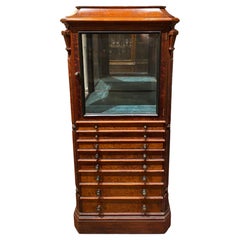 Antique Spectacular Victorian Eastlake Burled Walnut Collectors Cabinet