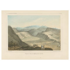 Spectacular View of Valley La Cuesta, Rio Pecos - 19th Century Lithograph