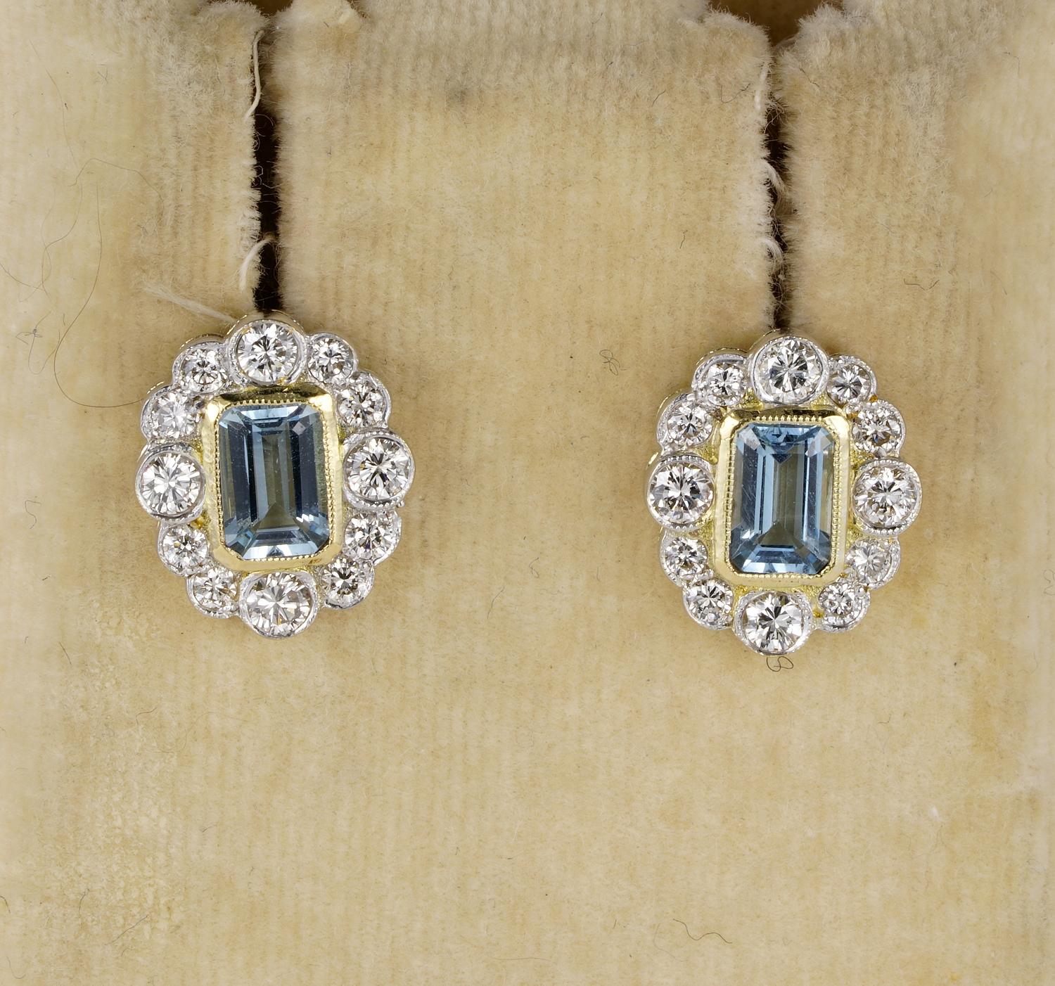 Elegance at Peak

A touch of timeless Deco style with this spectacular pair of late Art Deco inspired Vintage earrings 1960 ca
Superbly hand crafted of solid 18 KT gold and Platinum portions for the Diamond setting
A play of sparkly Diamonds