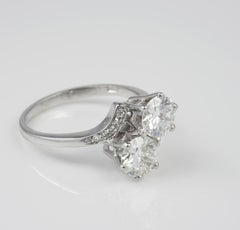 Spectacular Vintage 1.55 Carat Two-Stone G VVS Diamond Engagement Twisted Ring