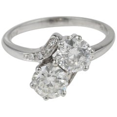 Spectacular Vintage 1.55 Carat Two-Stone G VVS Diamond Engagement Twisted Ring