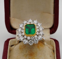 Spectacular Vintage Certified Sandawana Emerald Diamond Ring