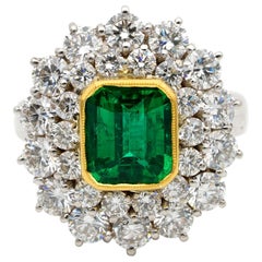 Spectacular Vintage Certified Sandawana Emerald Diamond Ring