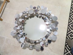 Spectacular Vintage Chrome Raindrops Wall Mirror Sculpture Curtis Jere