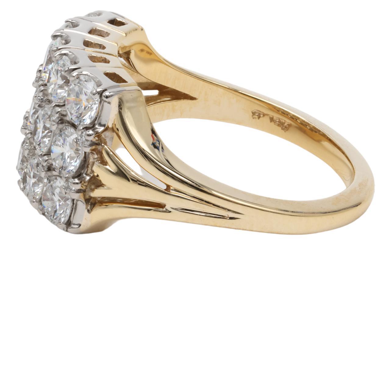 Round Cut Spectacular Vintage Cocktail Ring 1.75ctw Platinum and 18K Gold For Sale