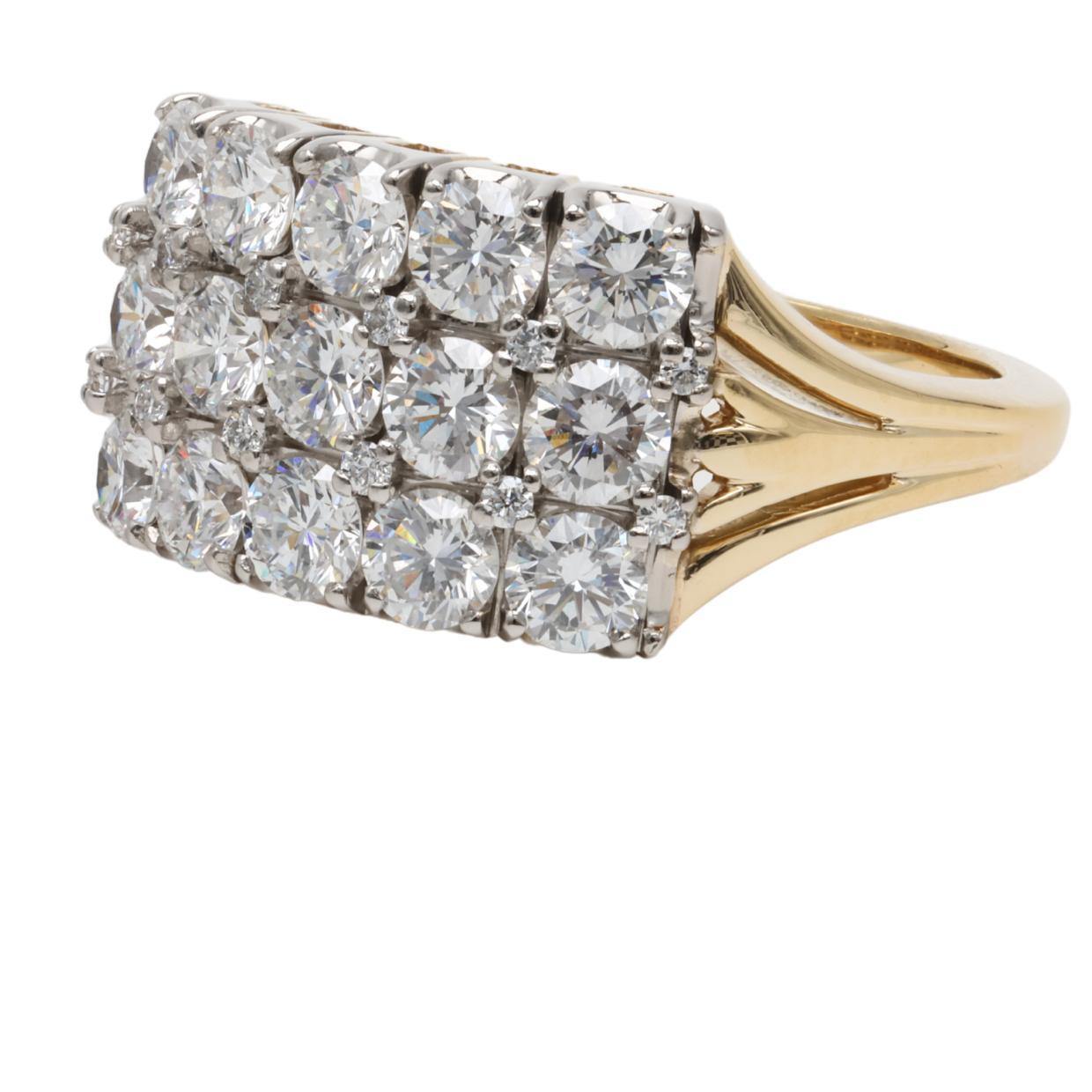 Spectacular Vintage Cocktail Ring 1.75ctw Platinum and 18K Gold In Excellent Condition For Sale In Tampa, FL