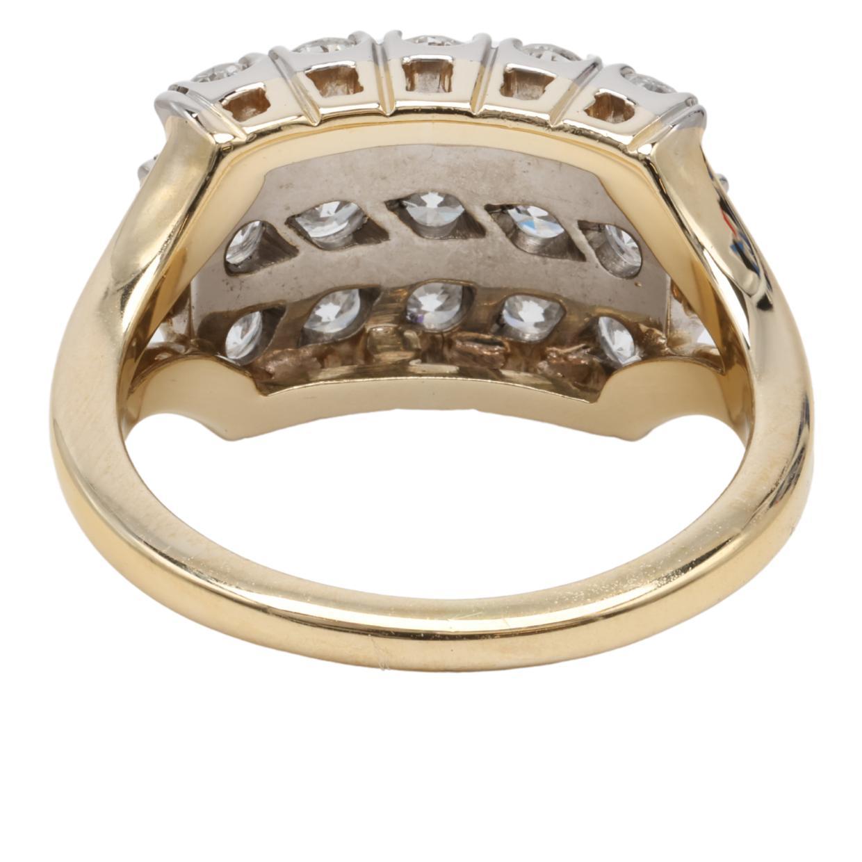 Women's or Men's Spectacular Vintage Cocktail Ring 1.75ctw Platinum and 18K Gold For Sale