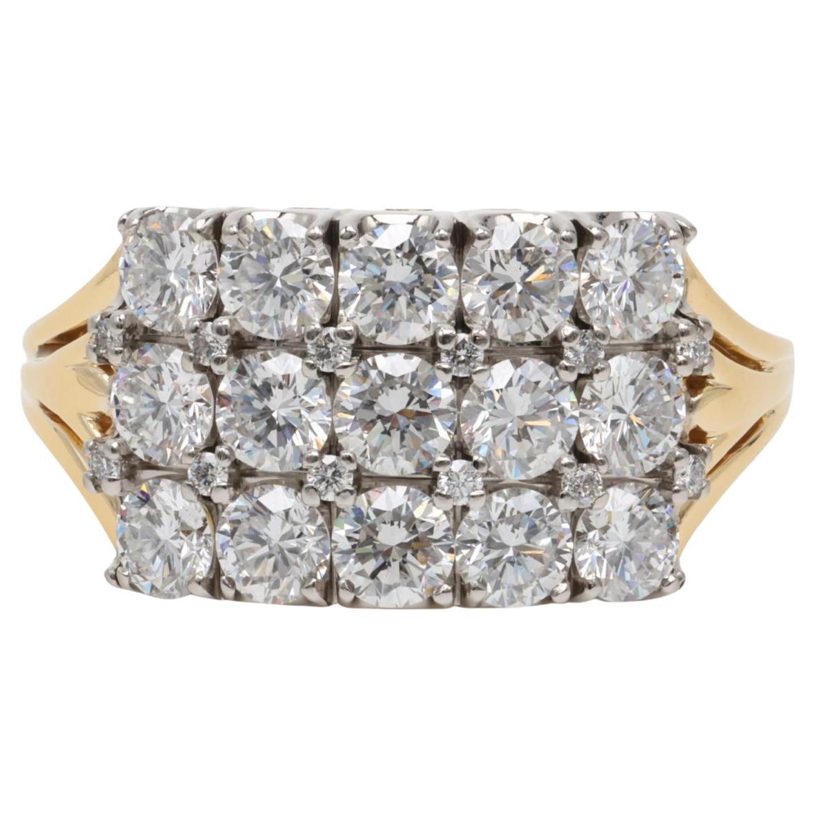 Spectacular Vintage Cocktail Ring 1.75ctw Platinum and 18K Gold For Sale