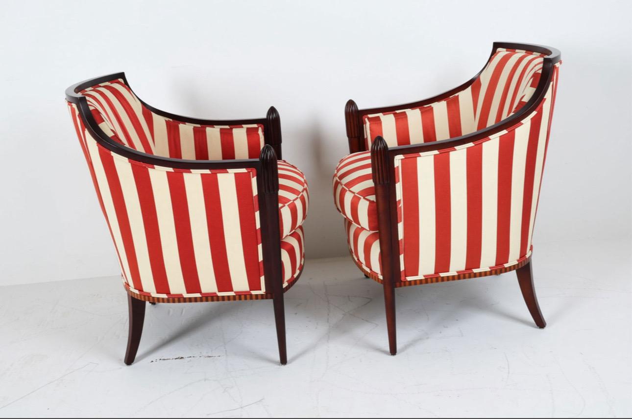 Art Deco Spectacular Vintage Deco Influenced Silk Club Chairs by Barbara Barry for Baker For Sale