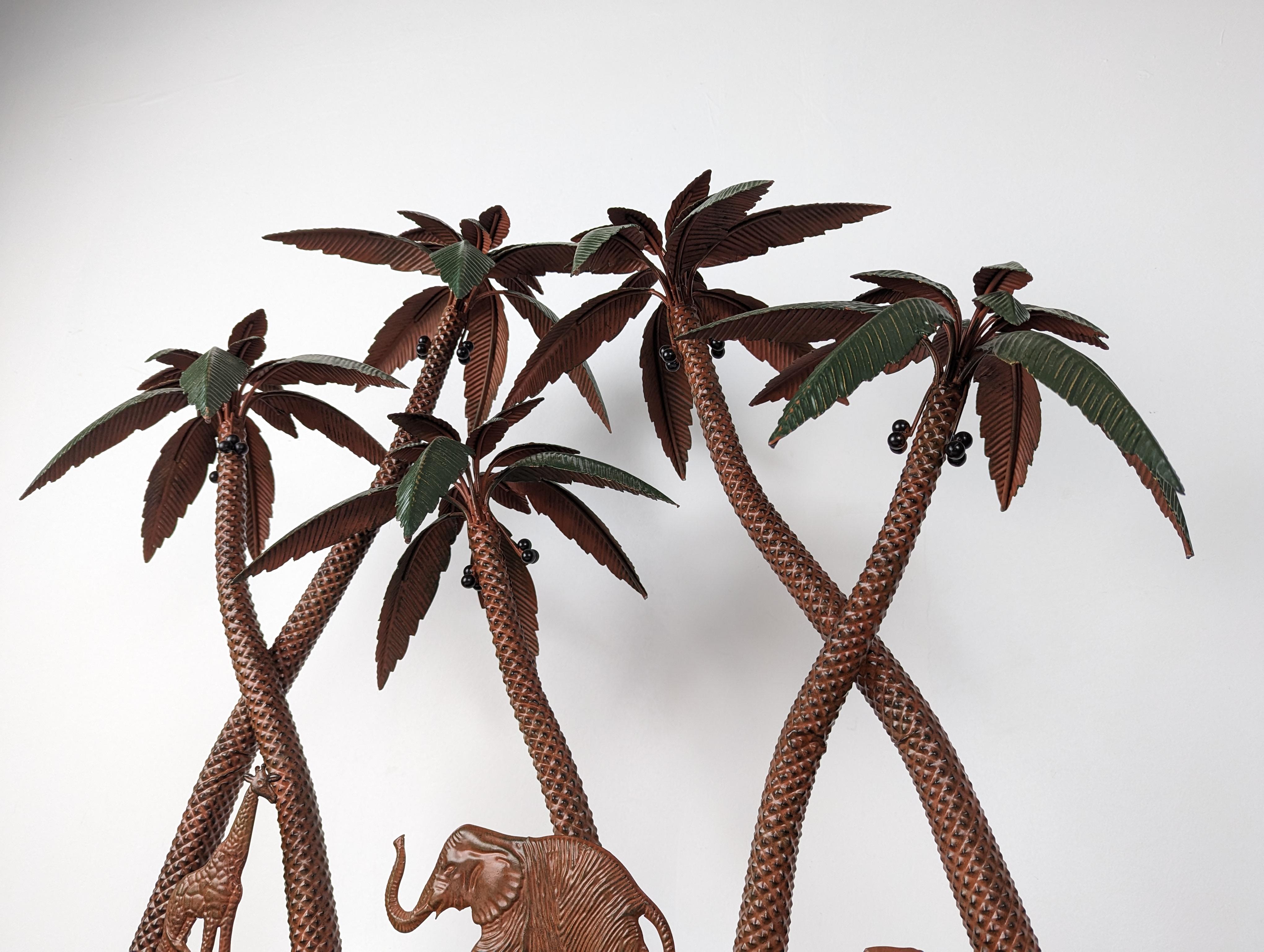 Hand-Crafted Vintage Sculpture of Vienna, Palm Trees Giraffe and Elephants For Sale