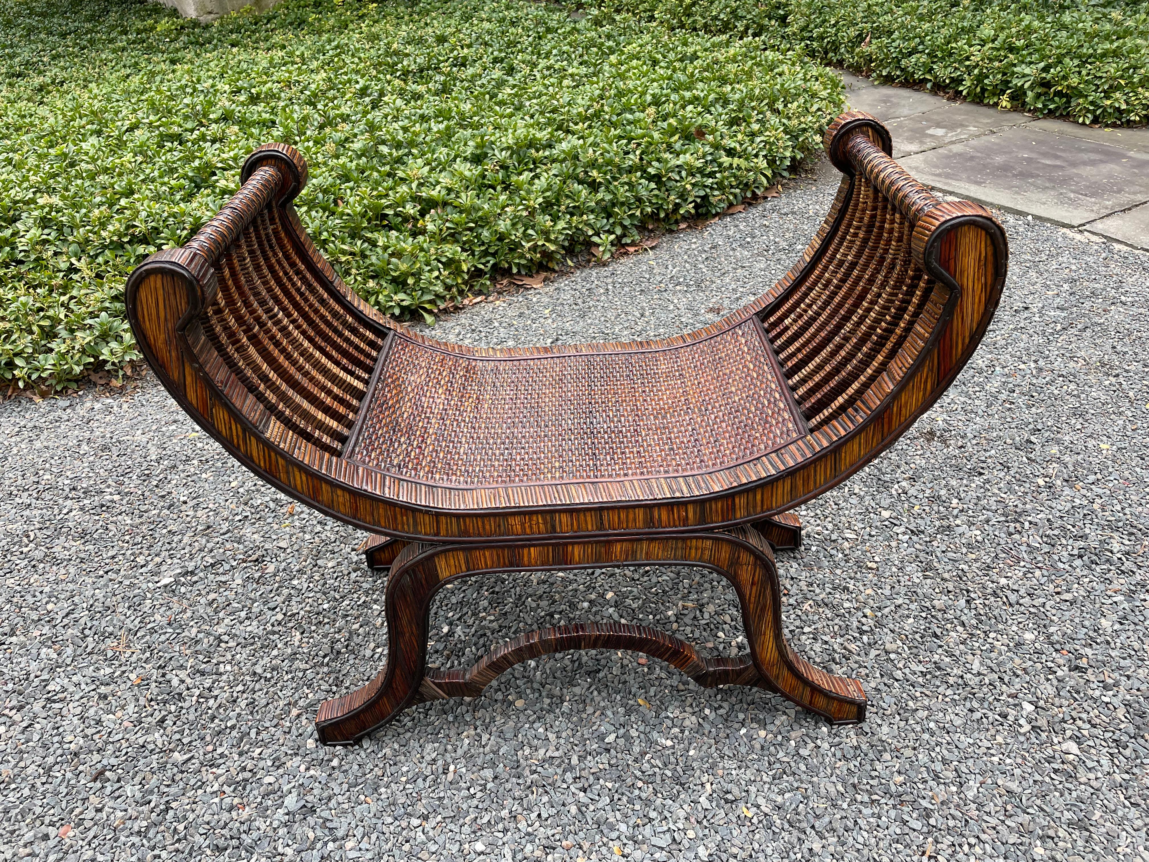 Spectacular Vintage Split Bamboo Bench 4