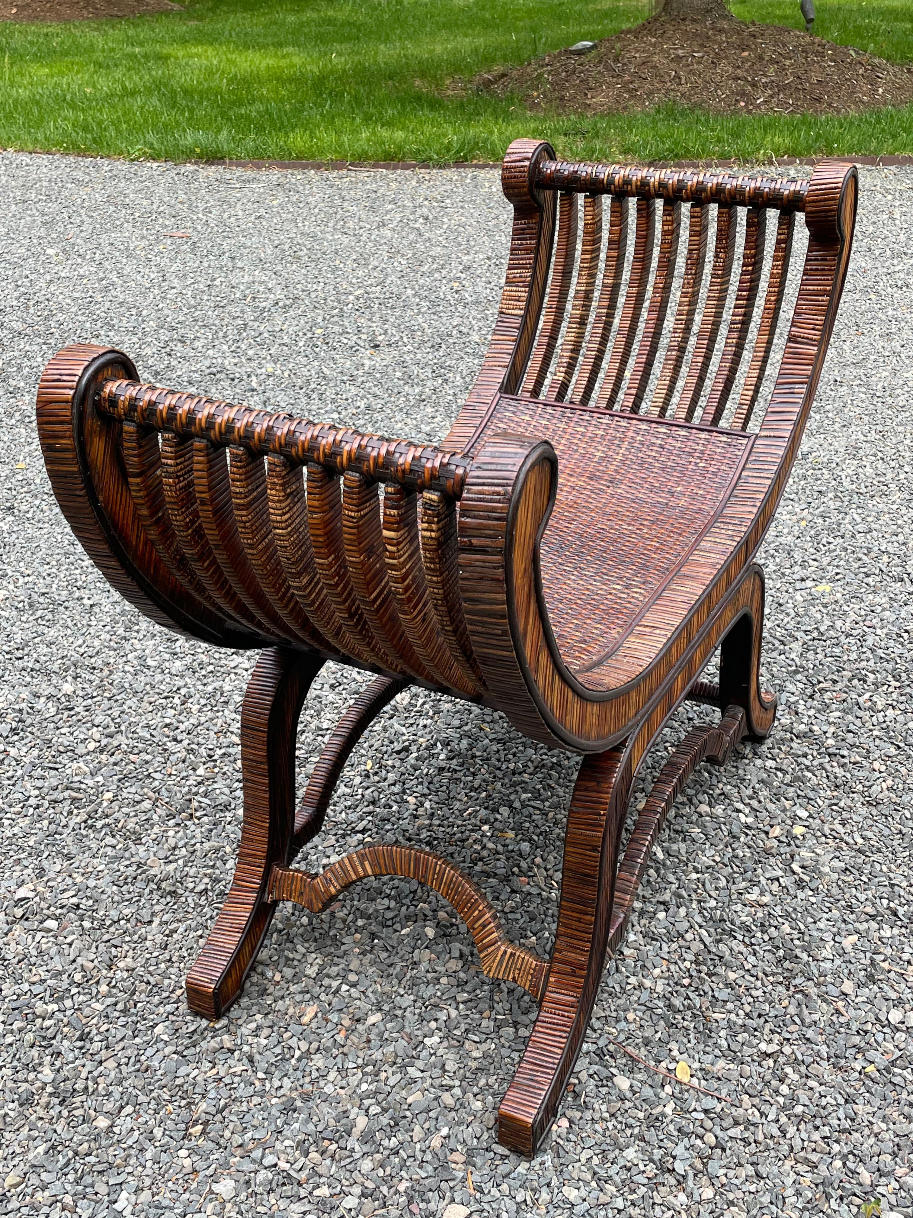 Spectacular Vintage Split Bamboo Bench 5
