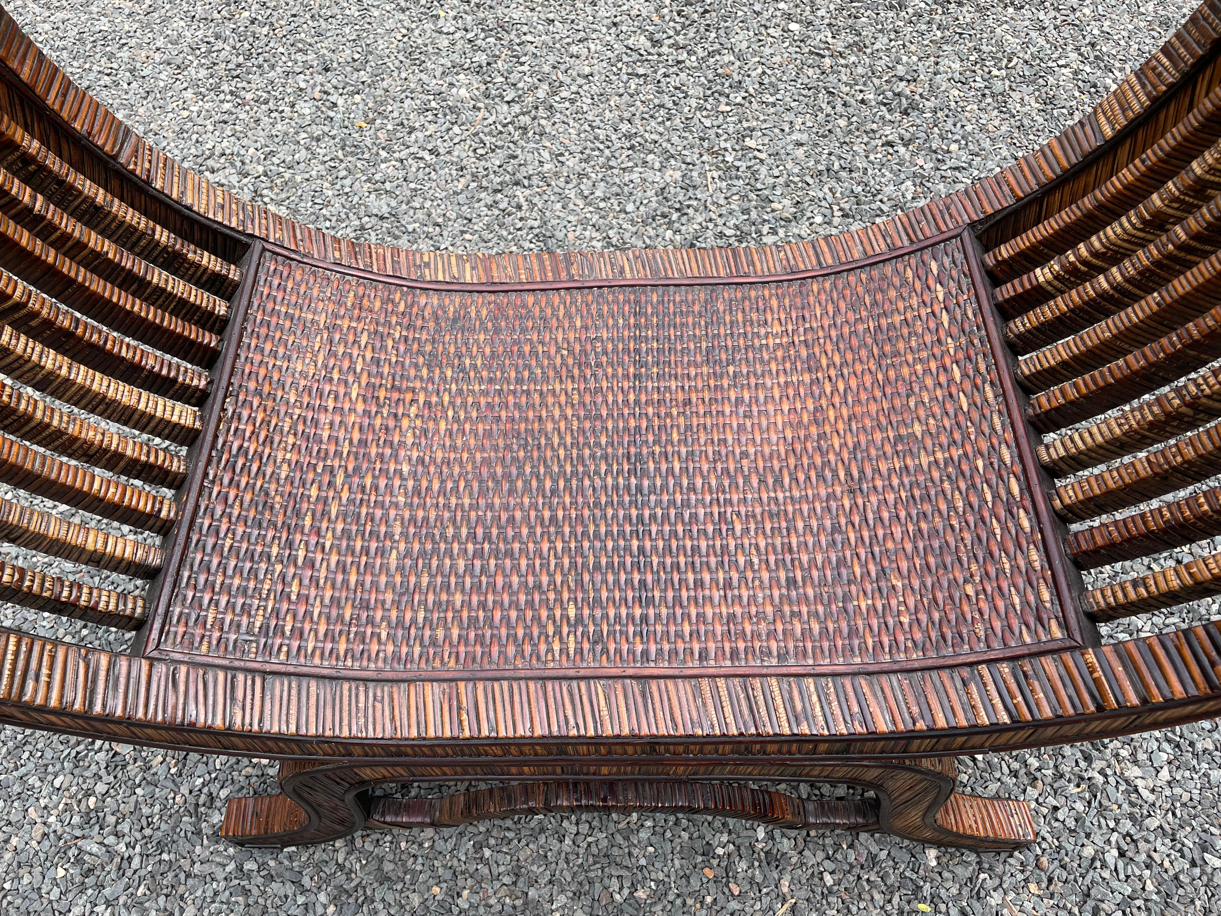 Spectacular Vintage Split Bamboo Bench 6