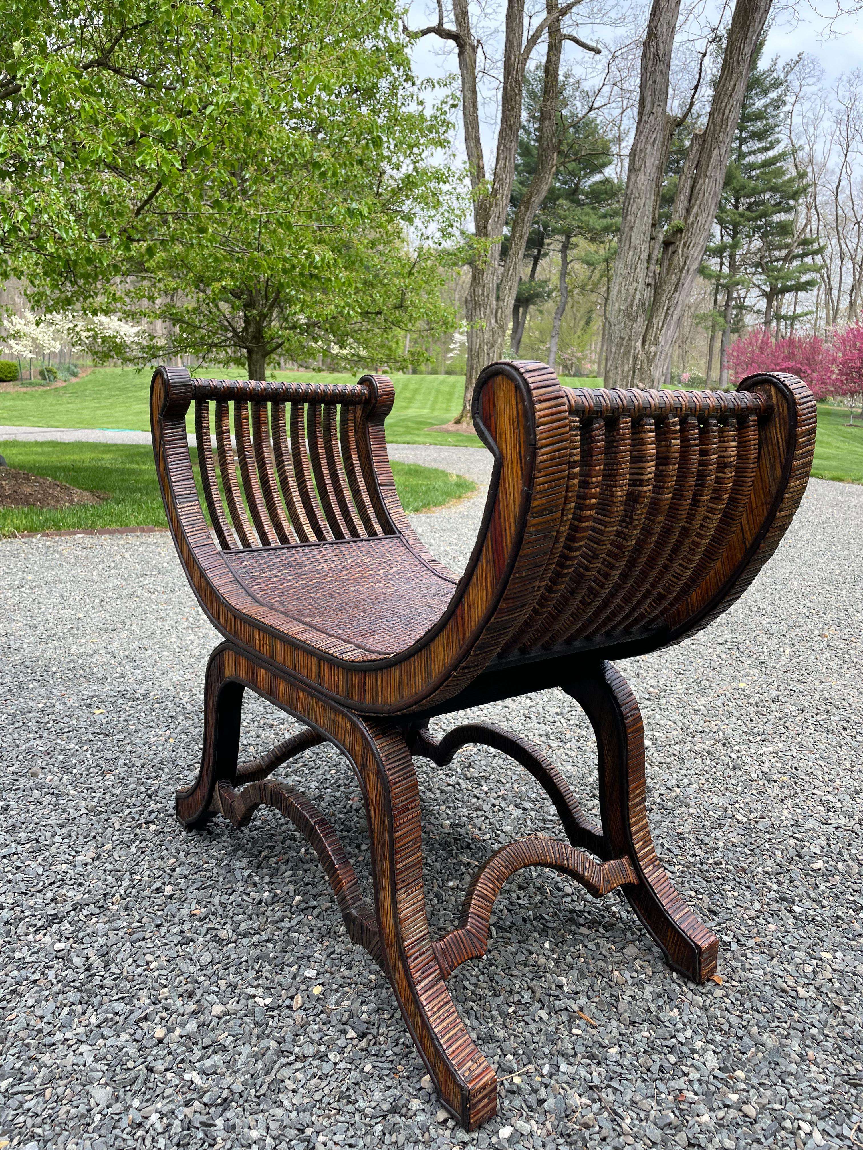 American Spectacular Vintage Split Bamboo Bench