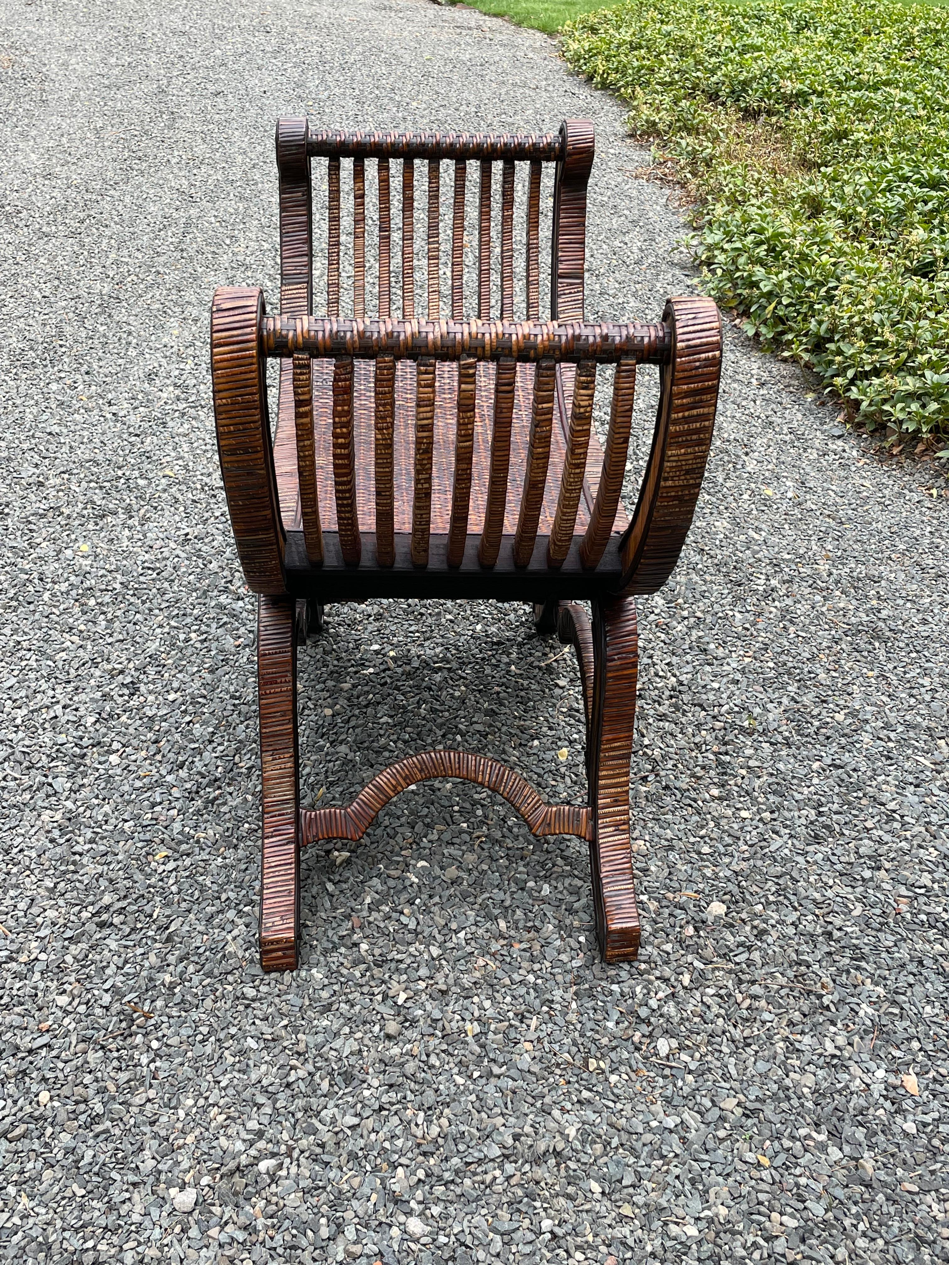 Late 20th Century Spectacular Vintage Split Bamboo Bench