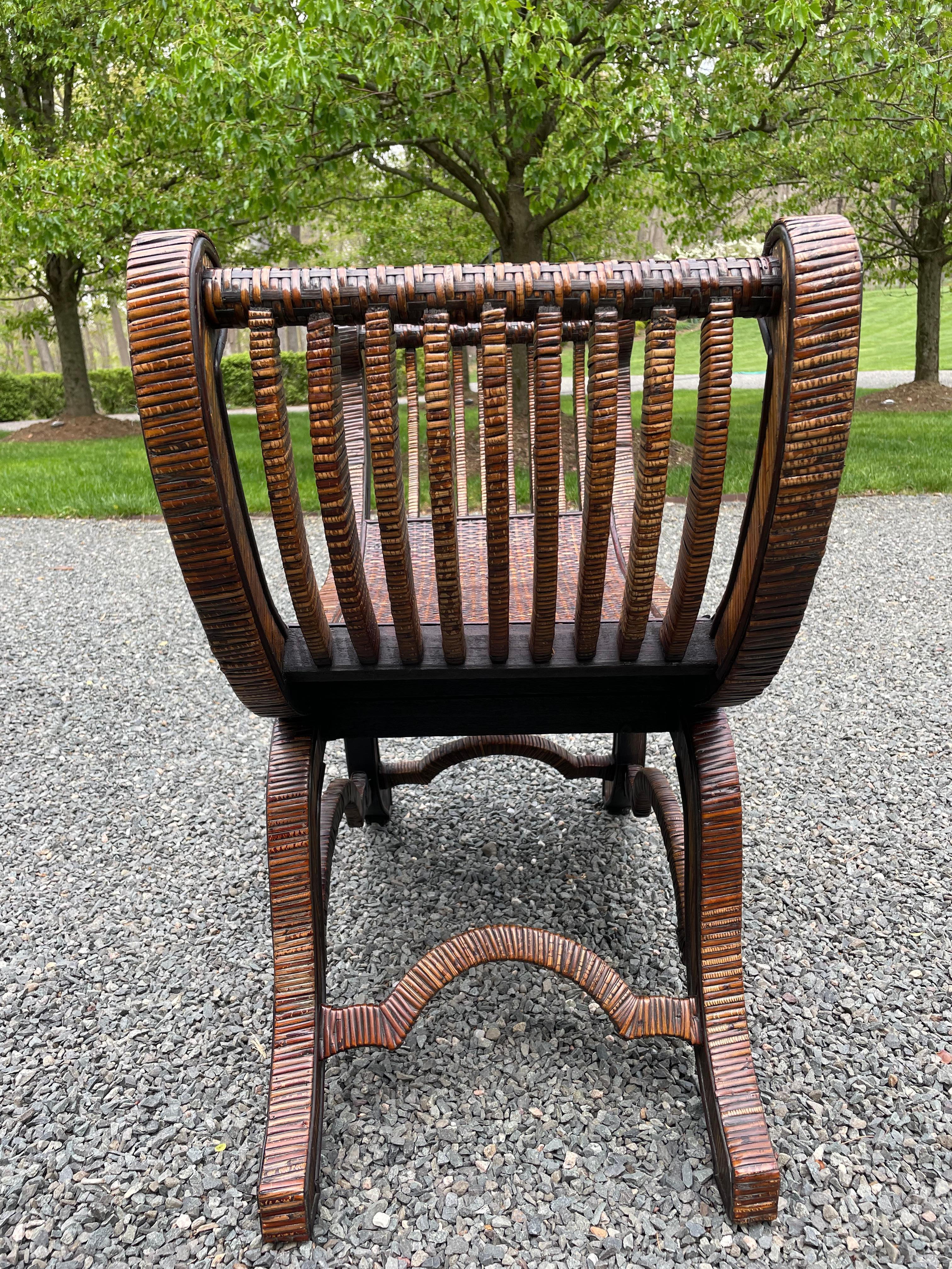 Spectacular Vintage Split Bamboo Bench 1