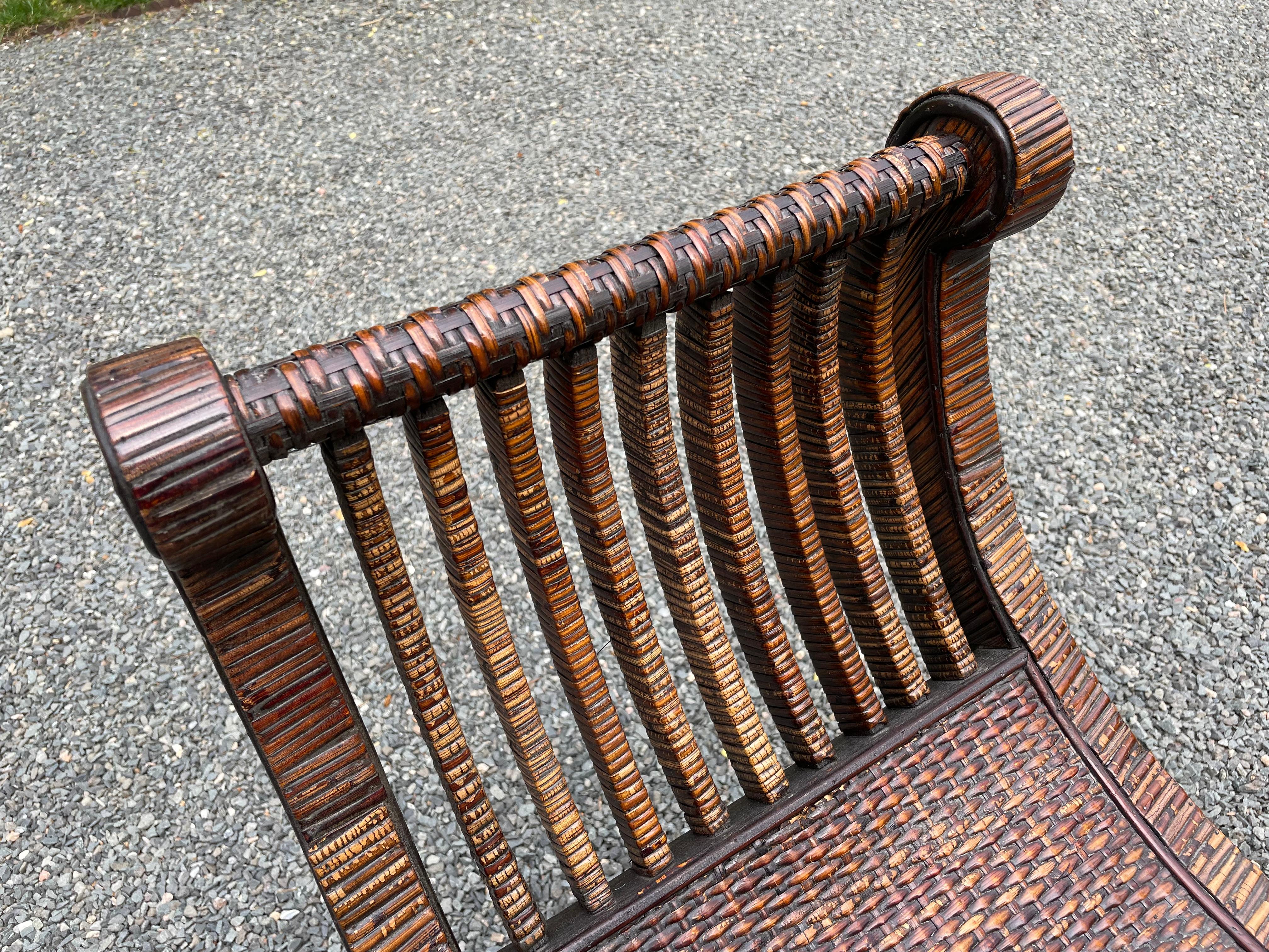 Spectacular Vintage Split Bamboo Bench 3