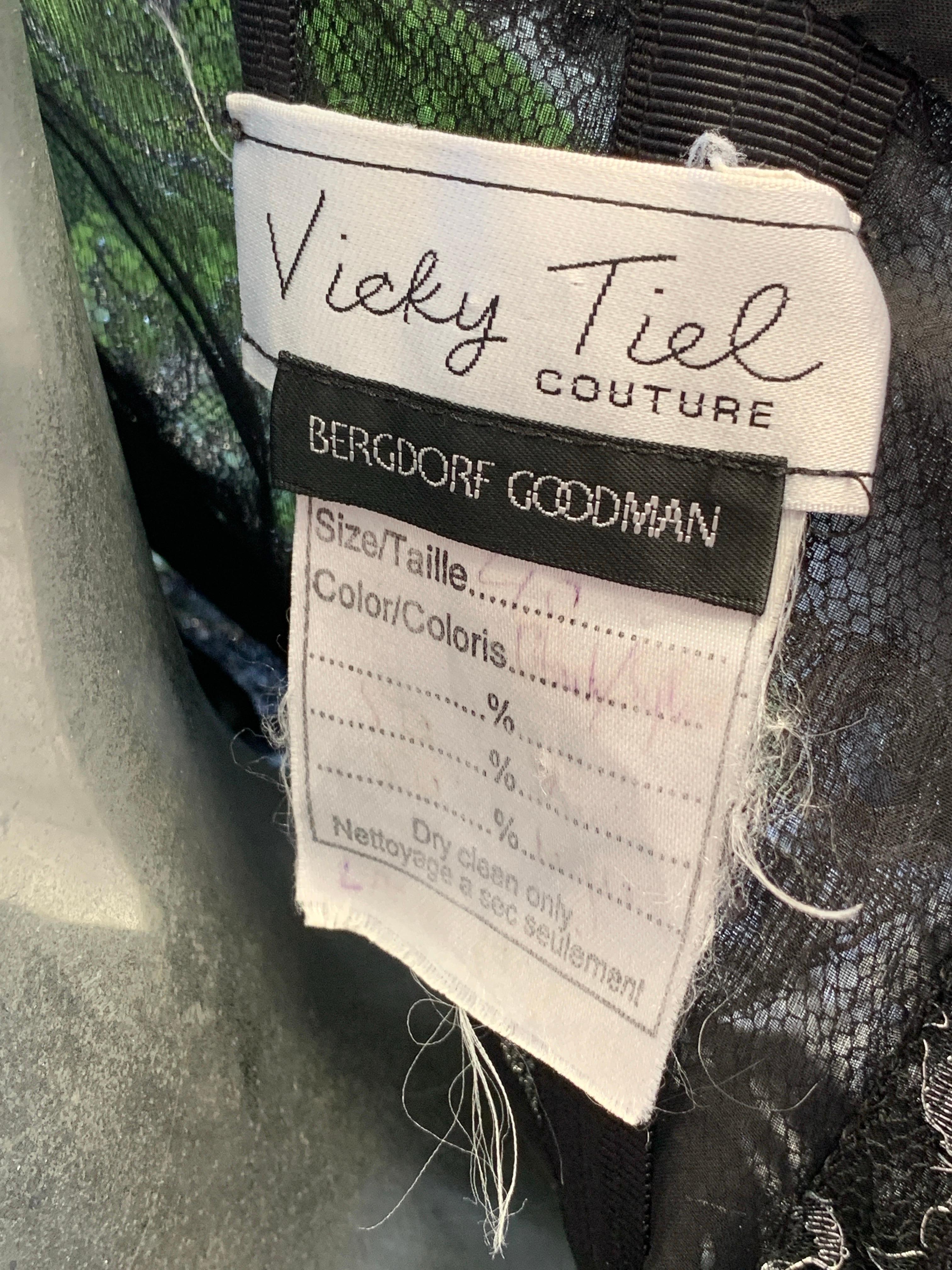 Spektakuläre Vintage Vicky Tiel COUTURE Schwarz & Silber Metallic Abendkleid BG im Angebot 15