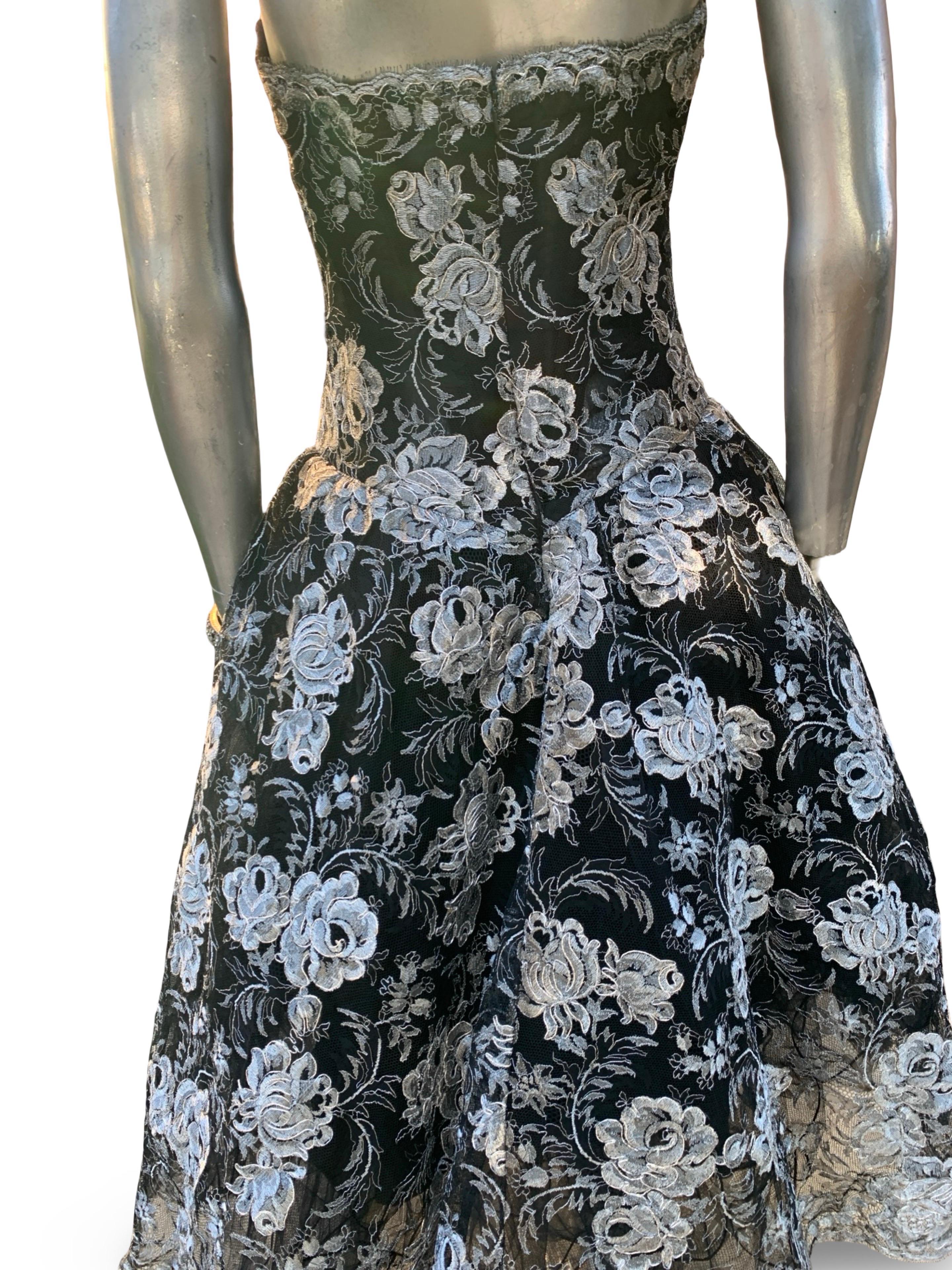 Spektakuläre Vintage Vicky Tiel COUTURE Schwarz & Silber Metallic Abendkleid BG im Zustand „Gut“ im Angebot in Palm Desert, CA
