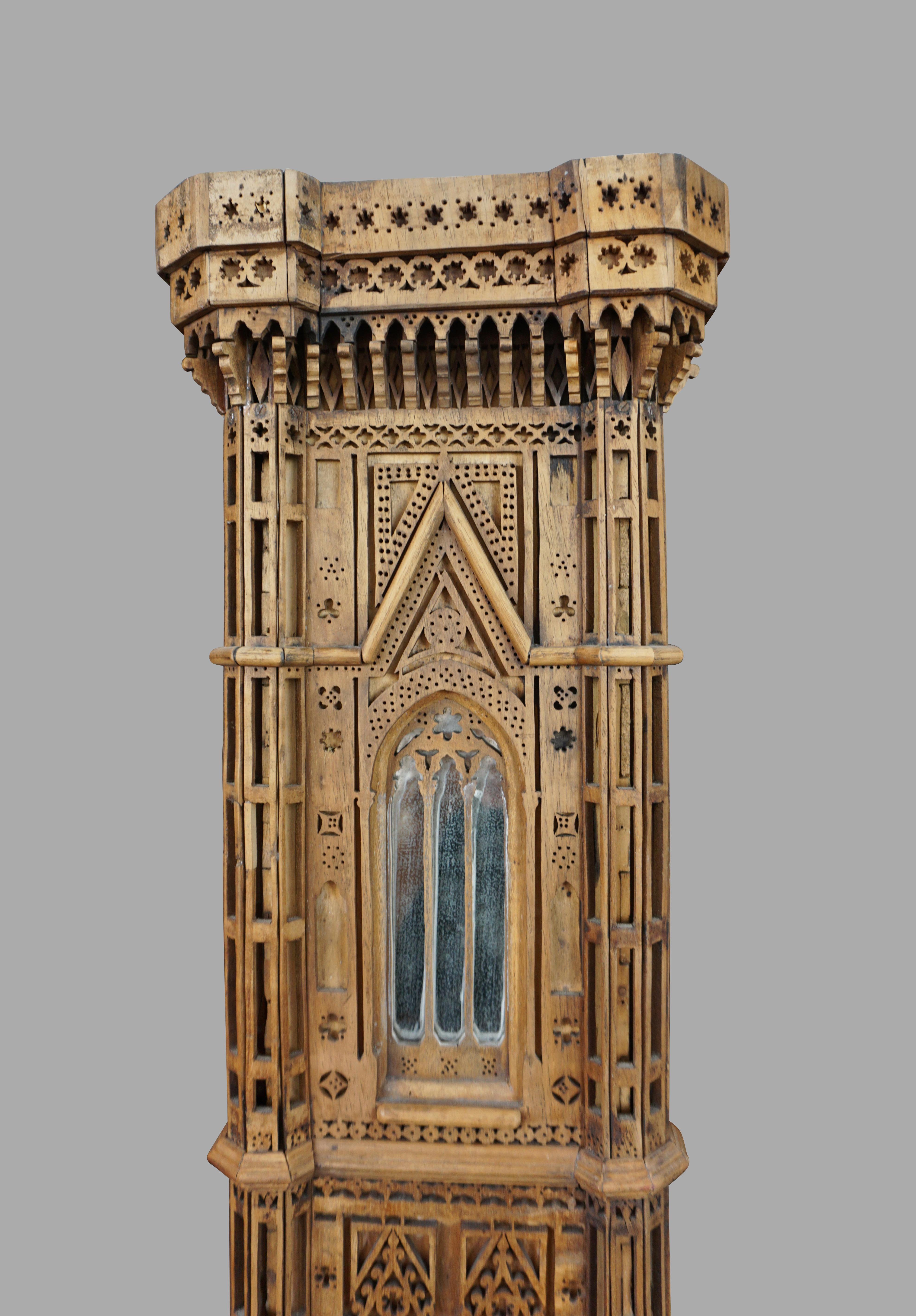 Italian Spectacular Walnut Maquette of Giotto's Campanile in Florence, Italy