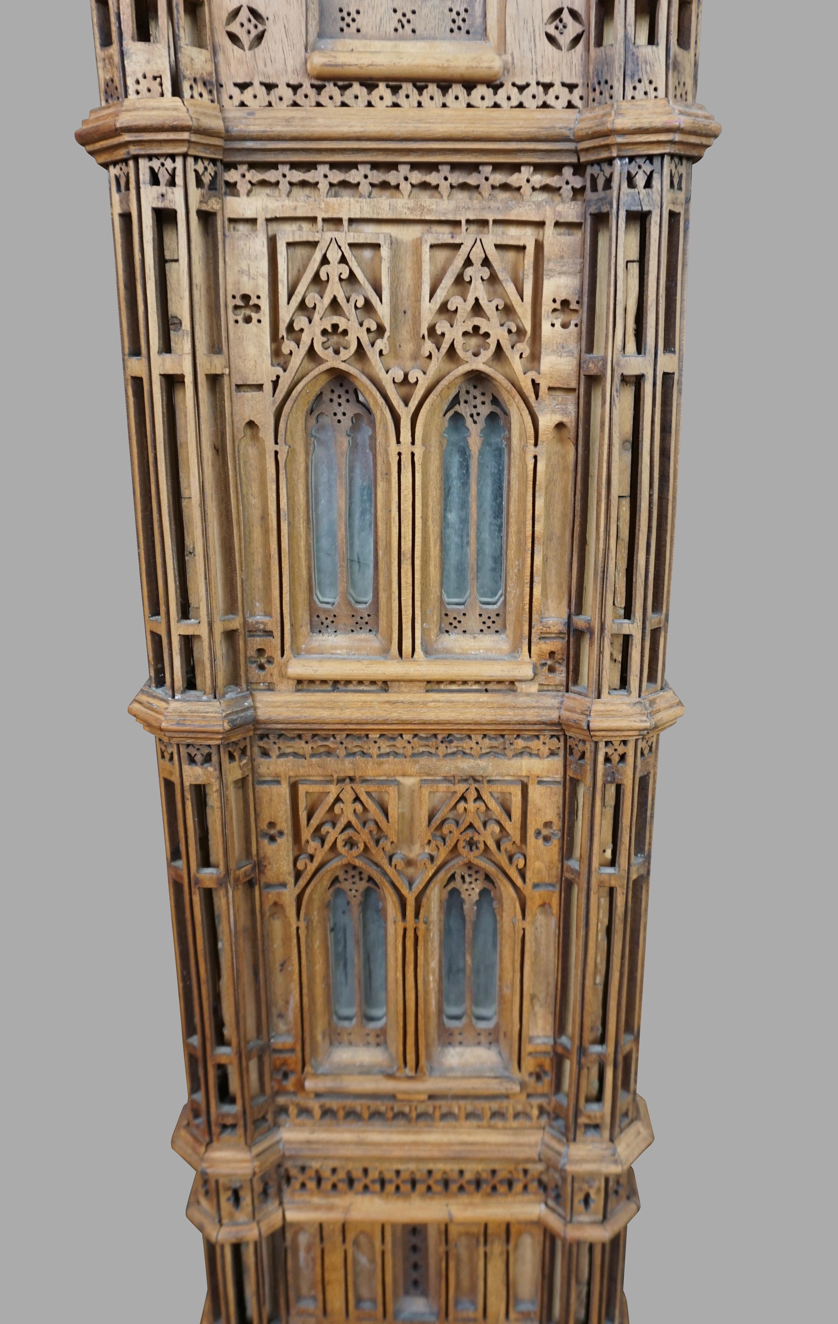 Spectacular Walnut Maquette of Giotto's Campanile in Florence, Italy In Good Condition In San Francisco, CA