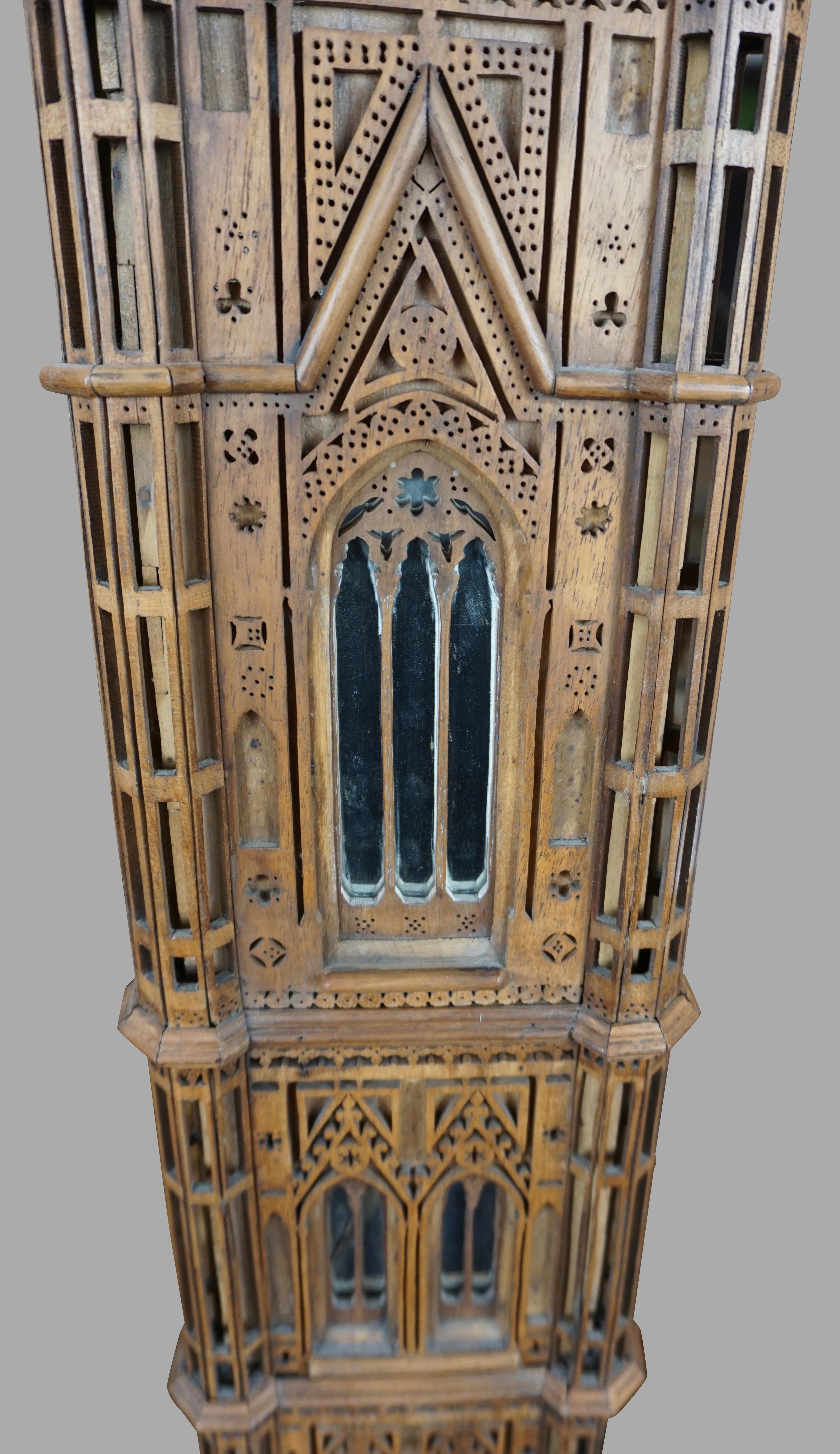 19th Century Spectacular Walnut Maquette of Giotto's Campanile in Florence, Italy