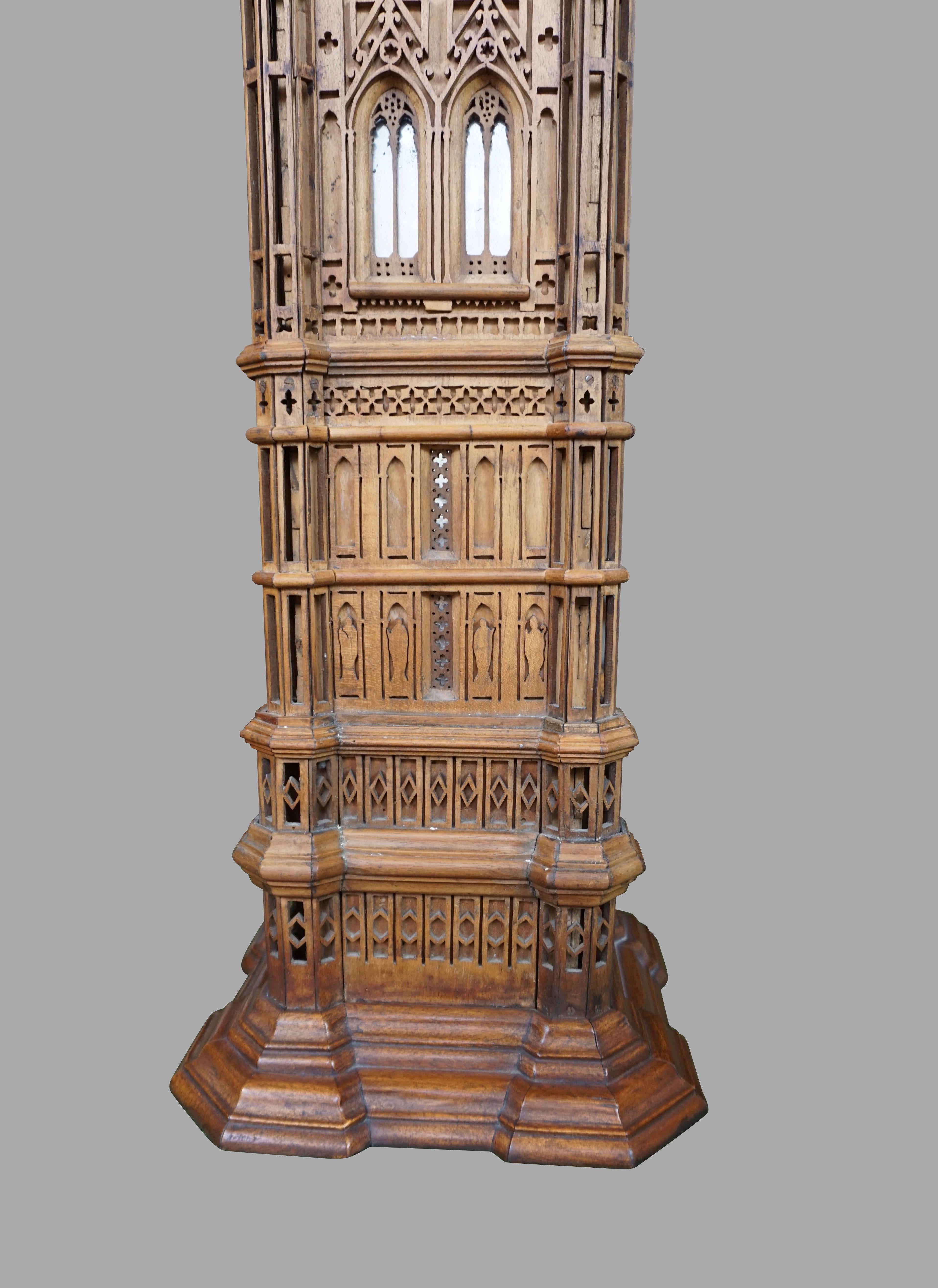Spectacular Walnut Maquette of Giotto's Campanile in Florence, Italy 1