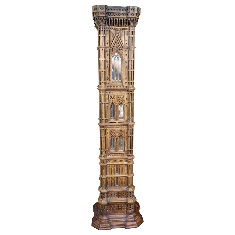 Spectacular Walnut Maquette of Giotto's Campanile in Florence, Italy For Sale