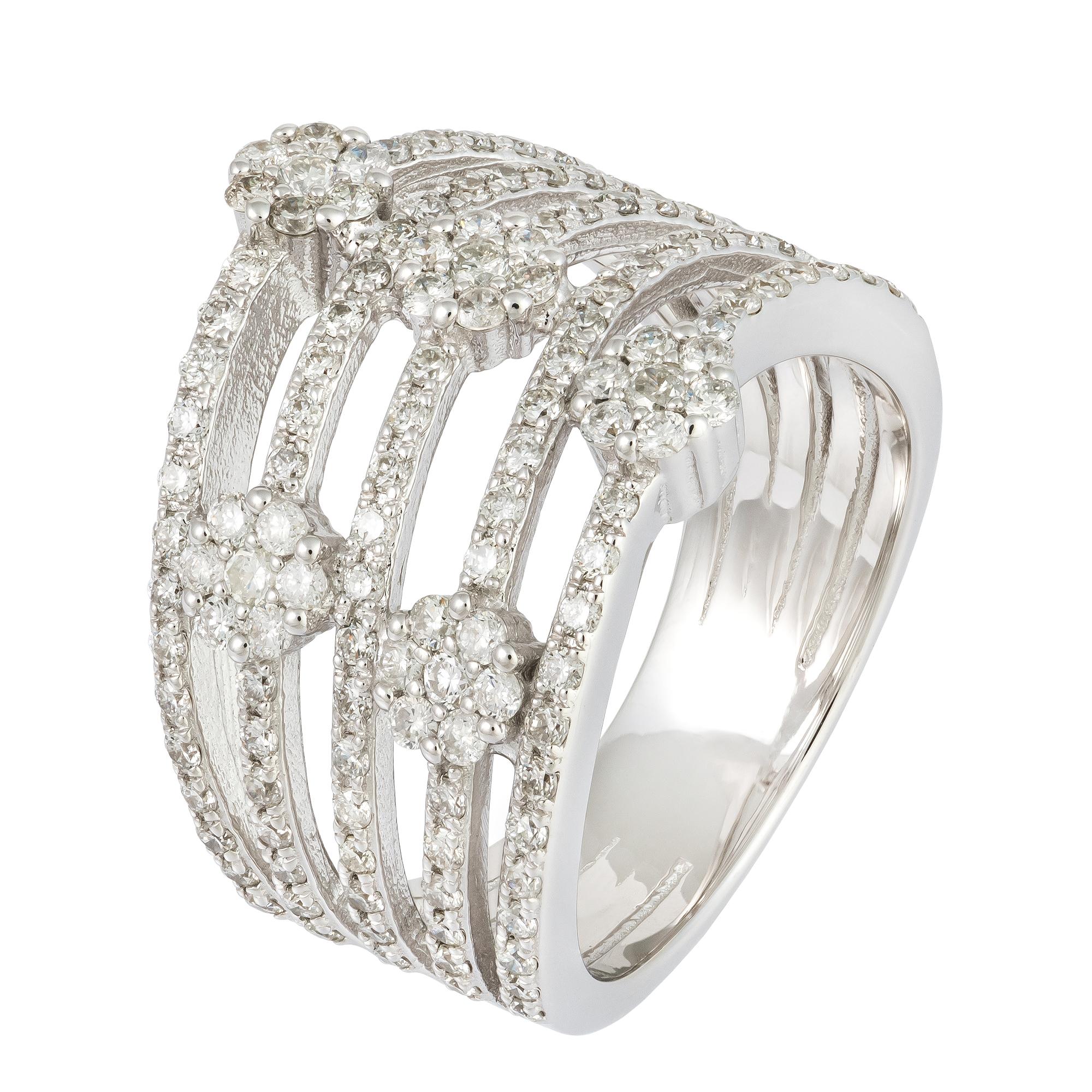 For Sale:  Spectacular White 18K Gold White Diamond Ring For Her 2