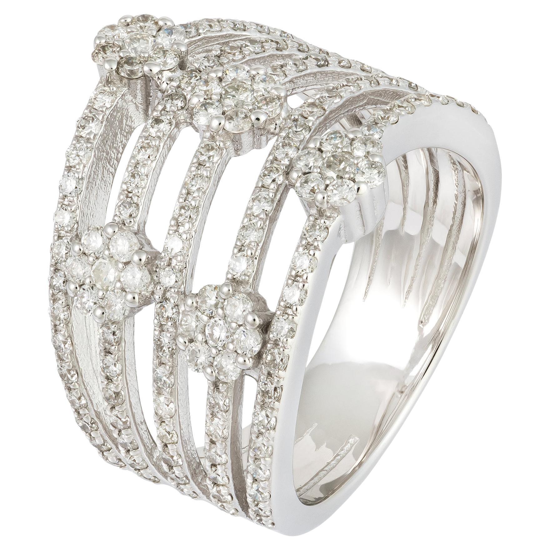 For Sale:  Spectacular White 18K Gold White Diamond Ring For Her