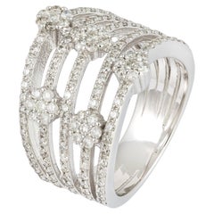 Bague spectaculaire en or blanc 18 carats avec diamant blanc pour elle