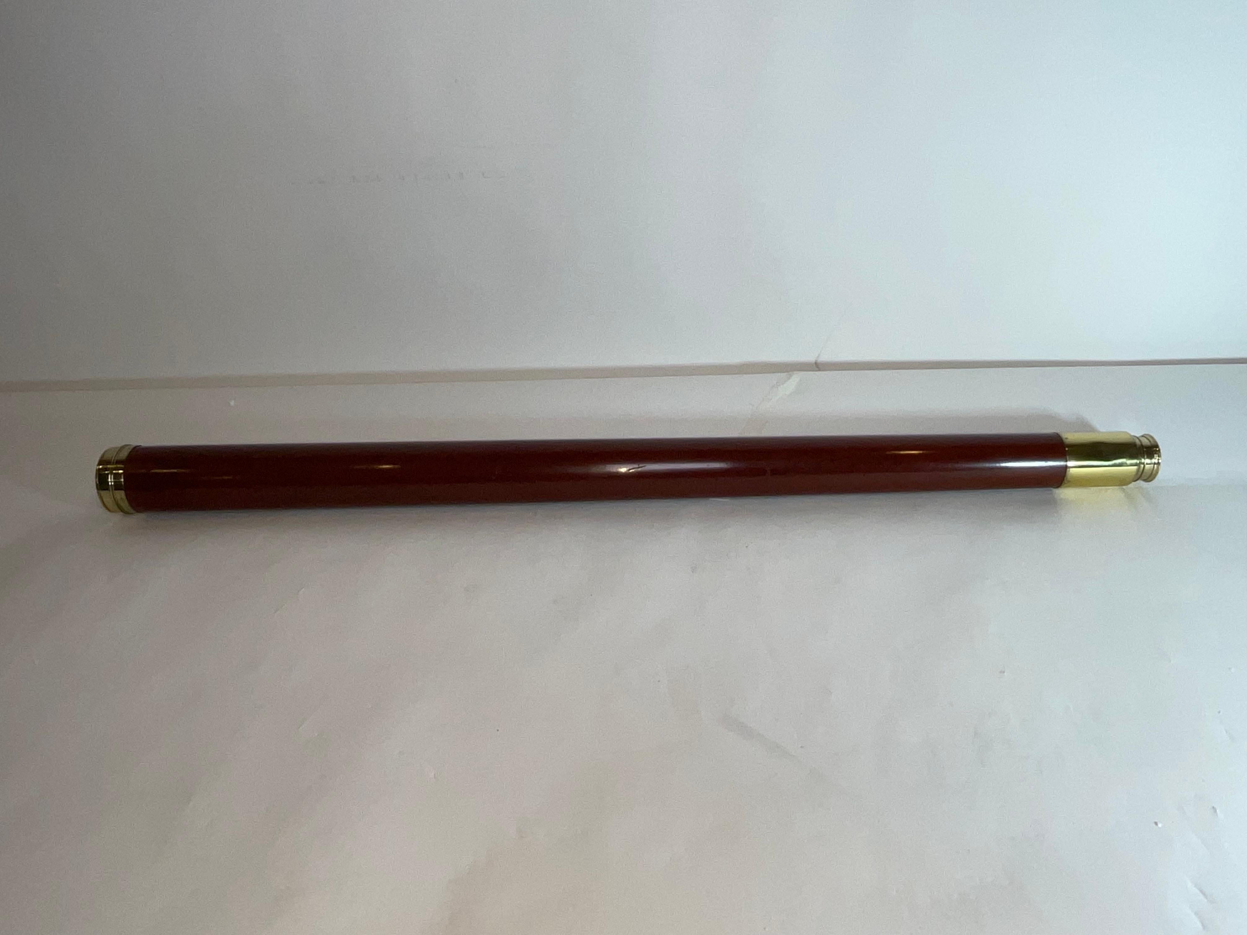 Spectacular Wood-Barreled Captain’s Telescope with Polished Brasses For Sale 4