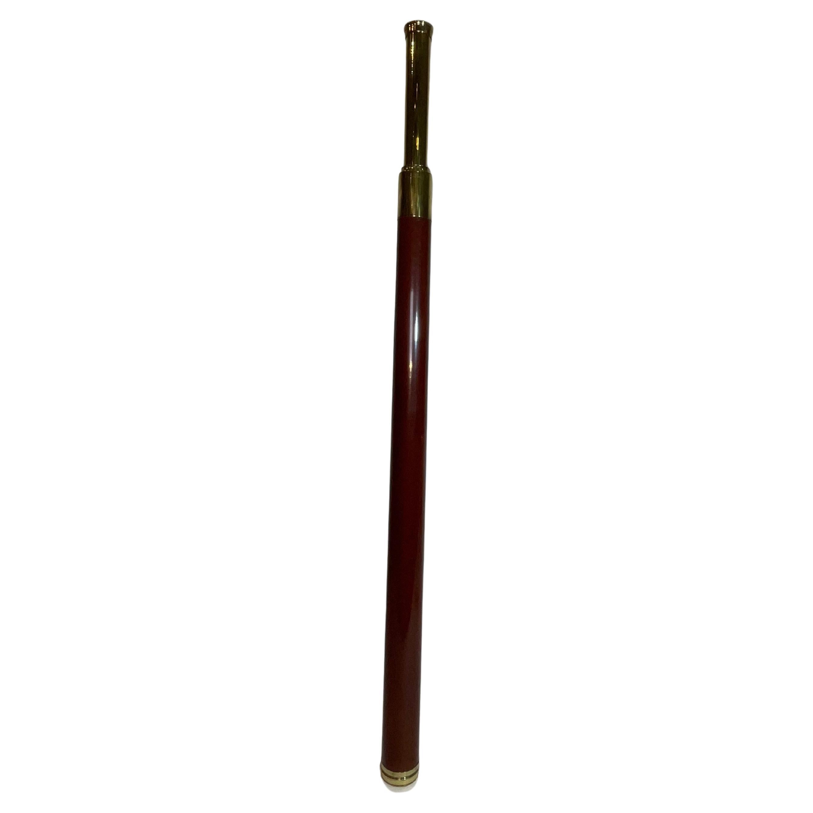 Spectacular Wood-Barreled Captain’s Telescope with Polished Brasses For Sale