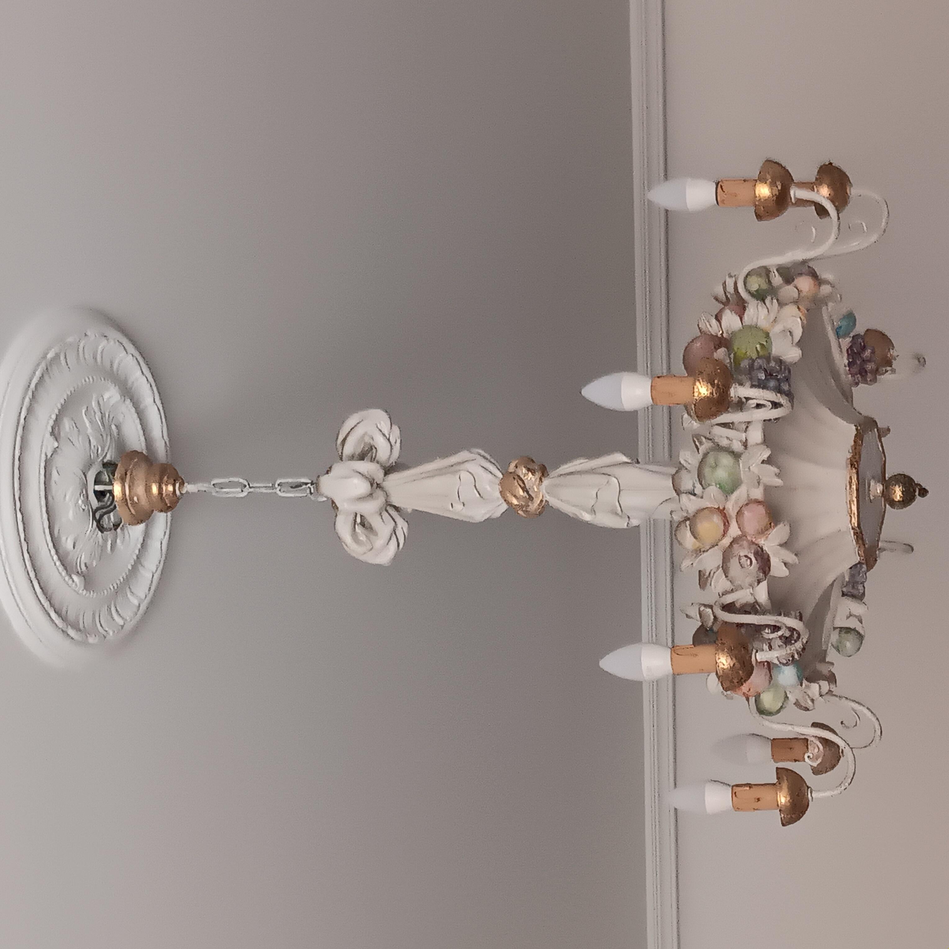 Italian Chandelier With  Fruit Carved in Wood & Gold Leaf Spectacular For Sale 2
