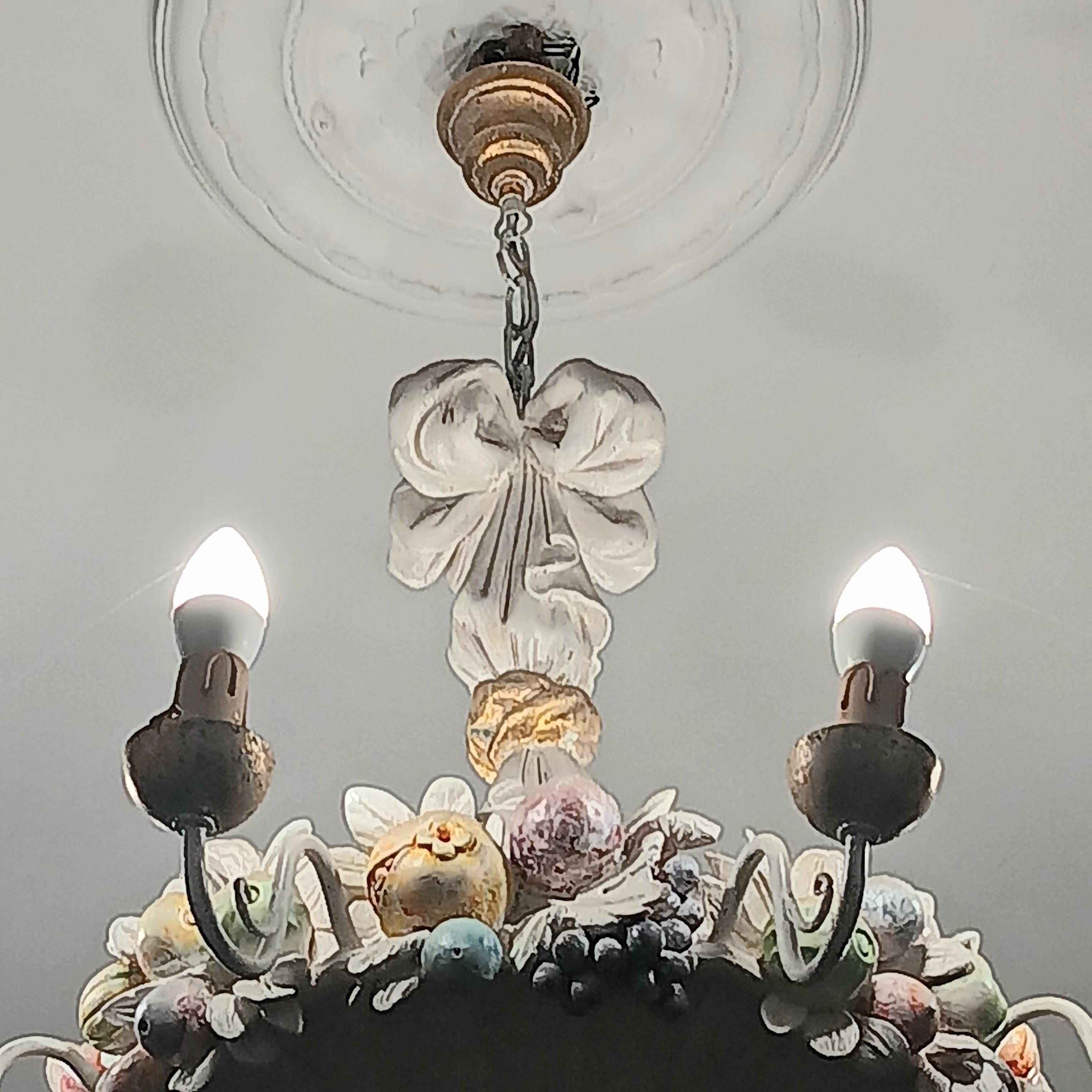 Other Italian Chandelier With  Fruit Carved in Wood & Gold Leaf Spectacular For Sale