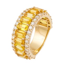 Spectacular Diamond Yellow Sapphire Yellow Gold 18k Ring for Her