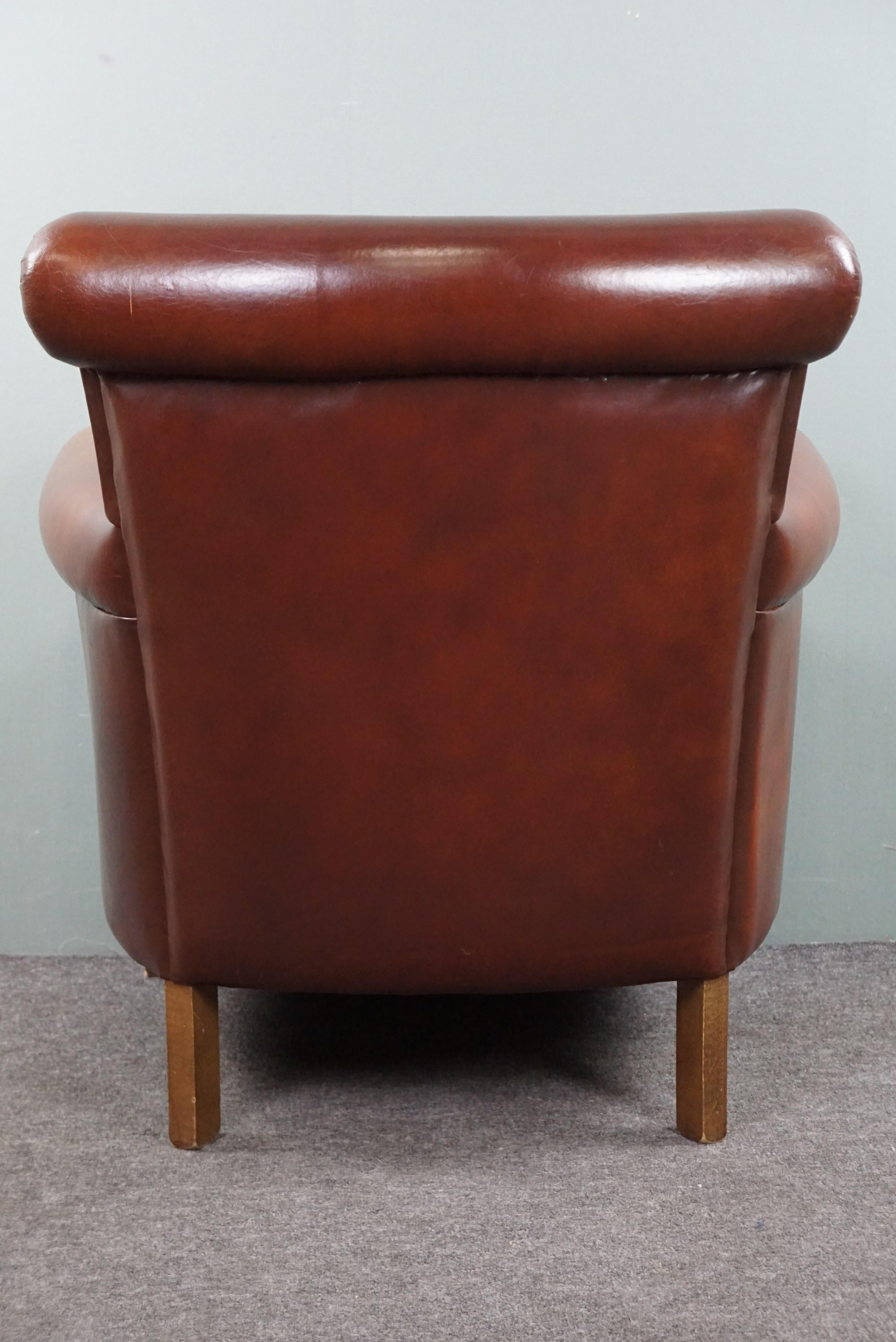 Leather Spectacularly beautiful colored sheepskin leather armchair. For Sale