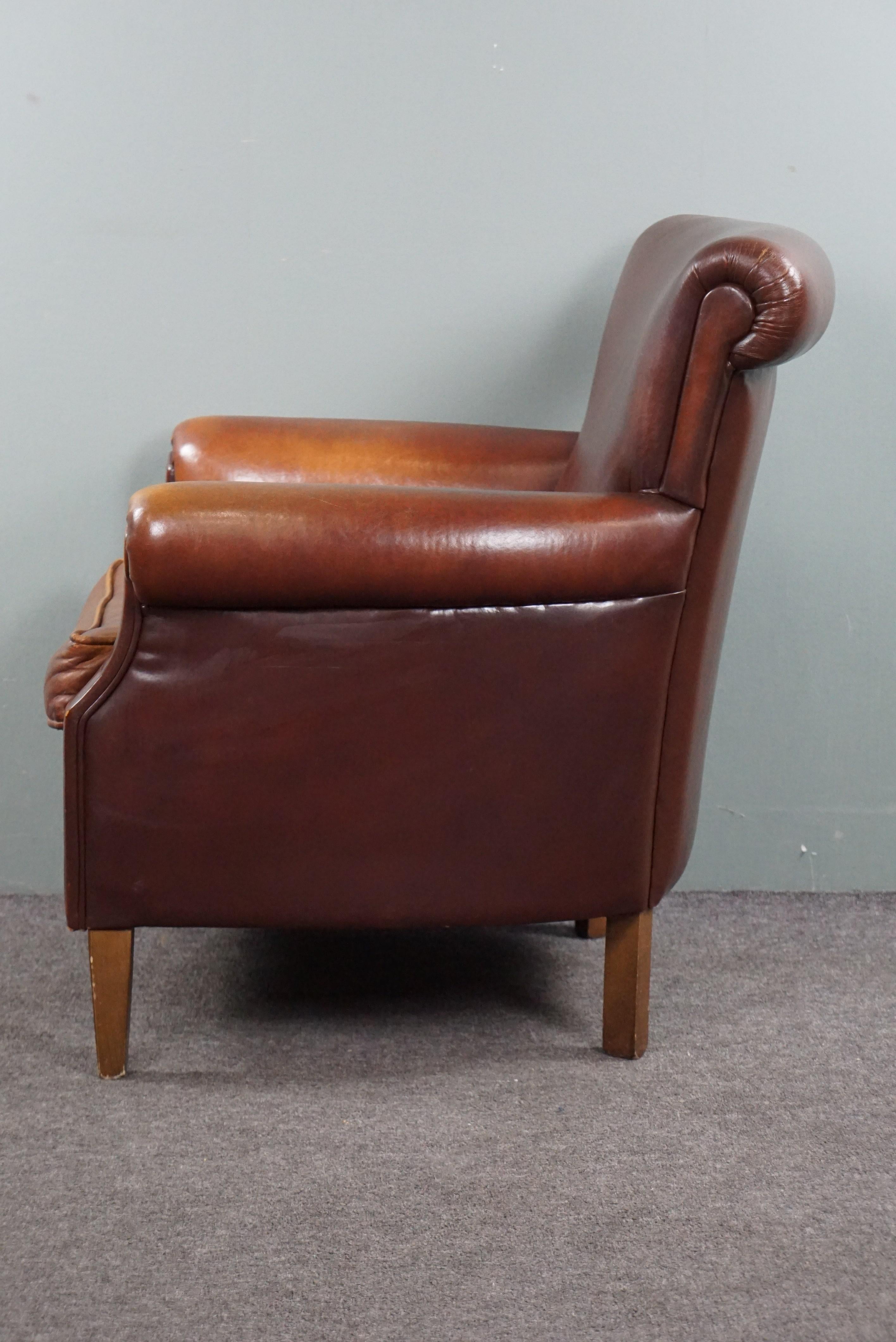 Spectacularly beautiful colored sheepskin leather armchair. For Sale 1