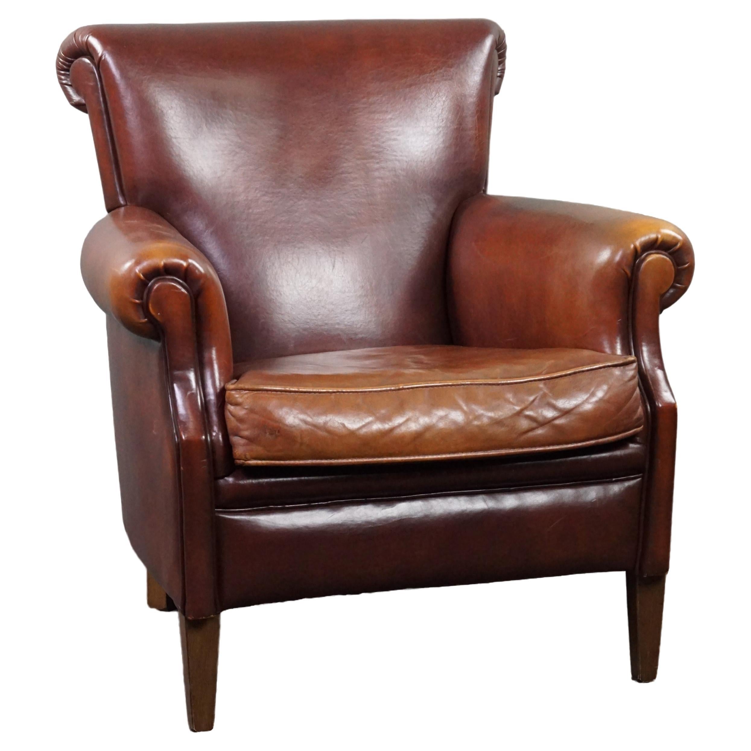 Spectacularly beautiful colored sheepskin leather armchair. For Sale