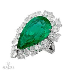 Anello vistoso Spectra con smeraldo colombiano a forma di pera da 14,44 carati