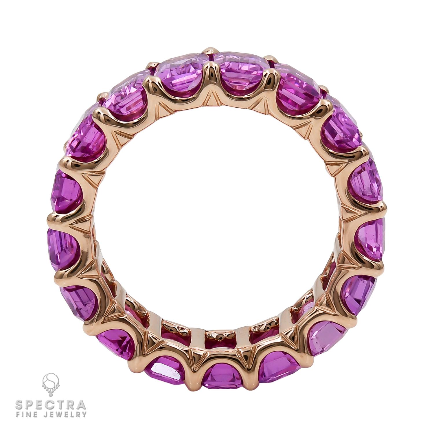 Contemporary Spectra Fine Jewelry 10.43 Carat Pink Sapphire Eternity Band Ring For Sale